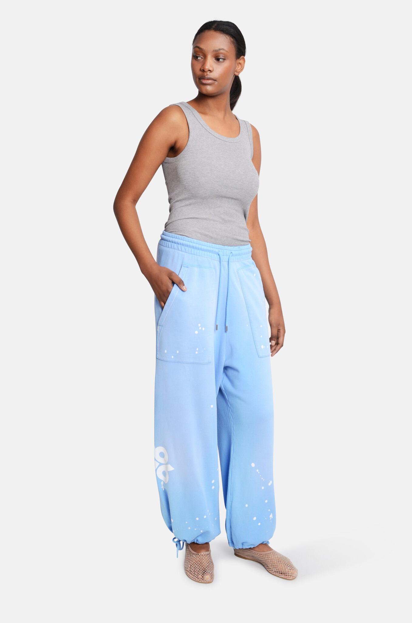 Hugo Baggy Pants Washed Distressed Blue-2