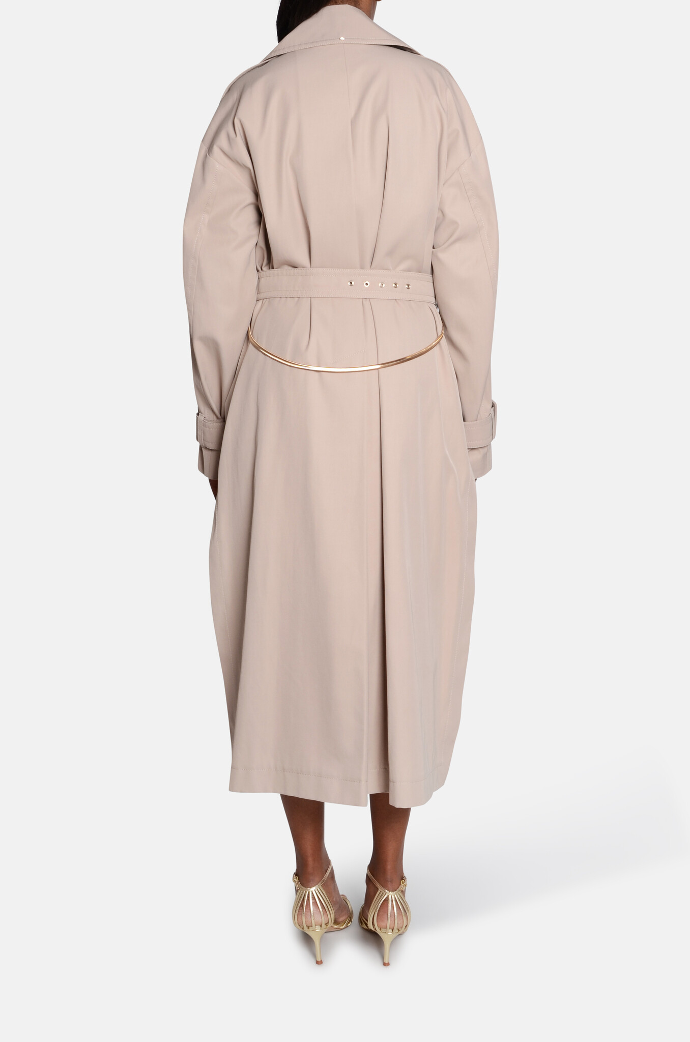 Long Water-Repellent Trench Coat Beige-4