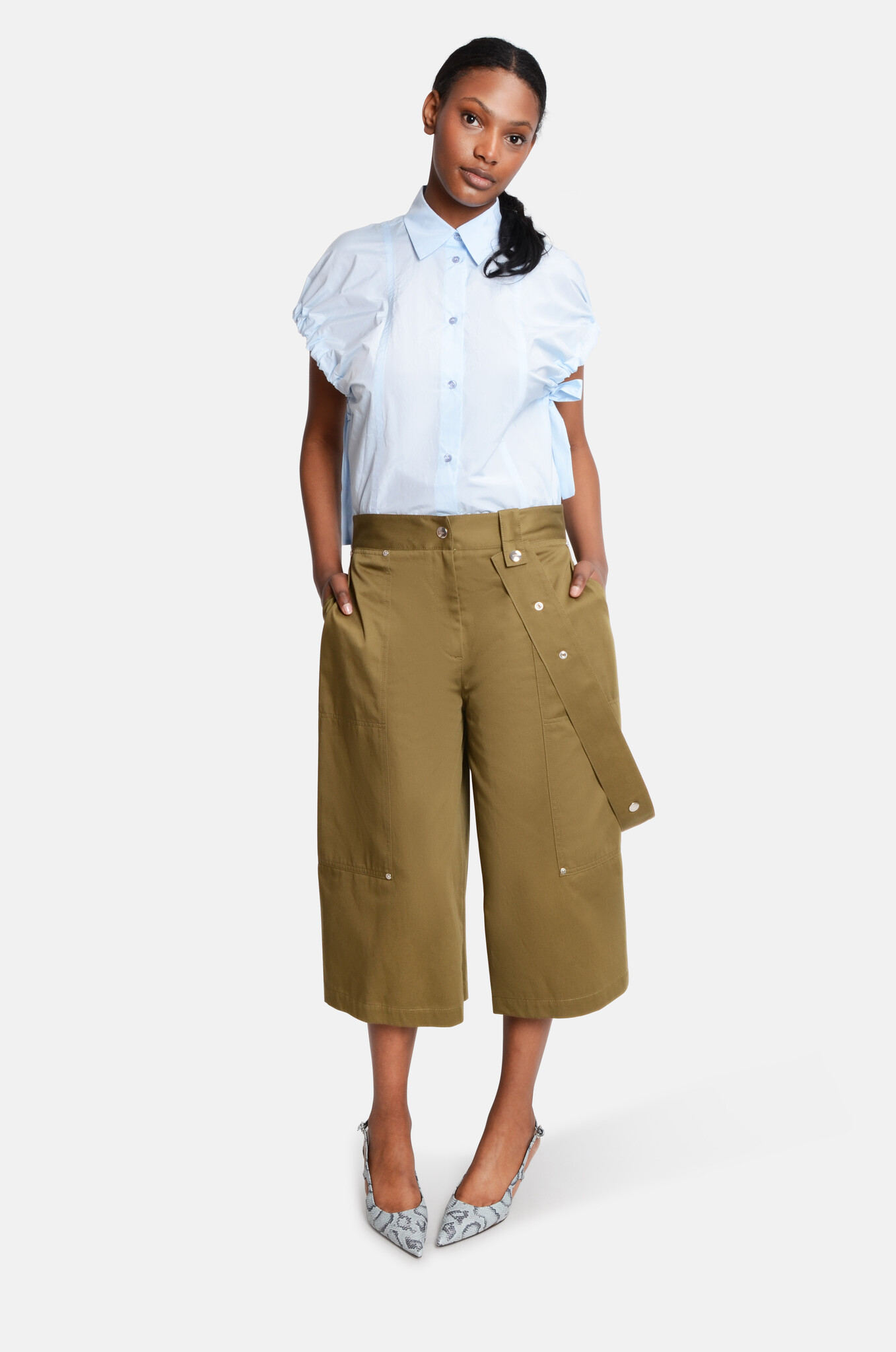 Strap Detail Shorts in Green-2