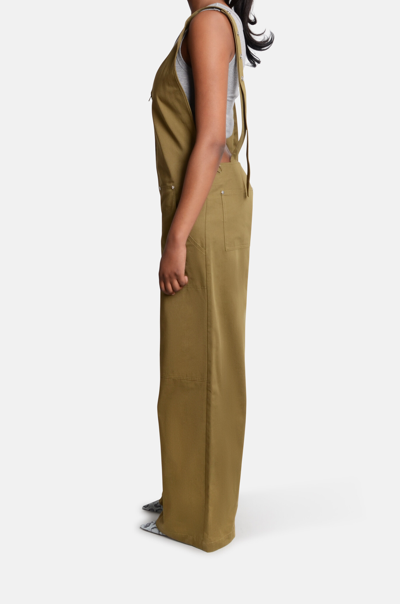 Pocket-Detail Jumpsuit in Olive Green-3