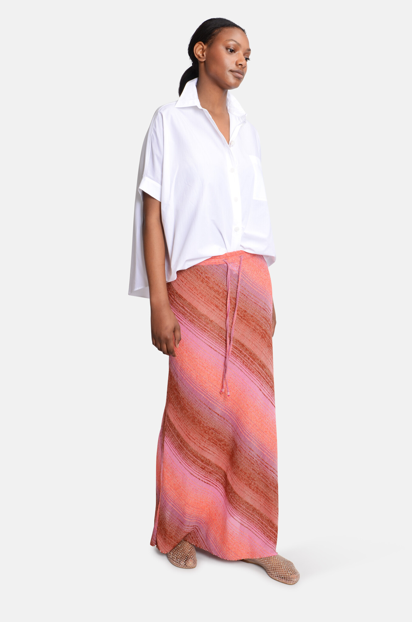 Praia Skirt Striped Structure Sundown-2