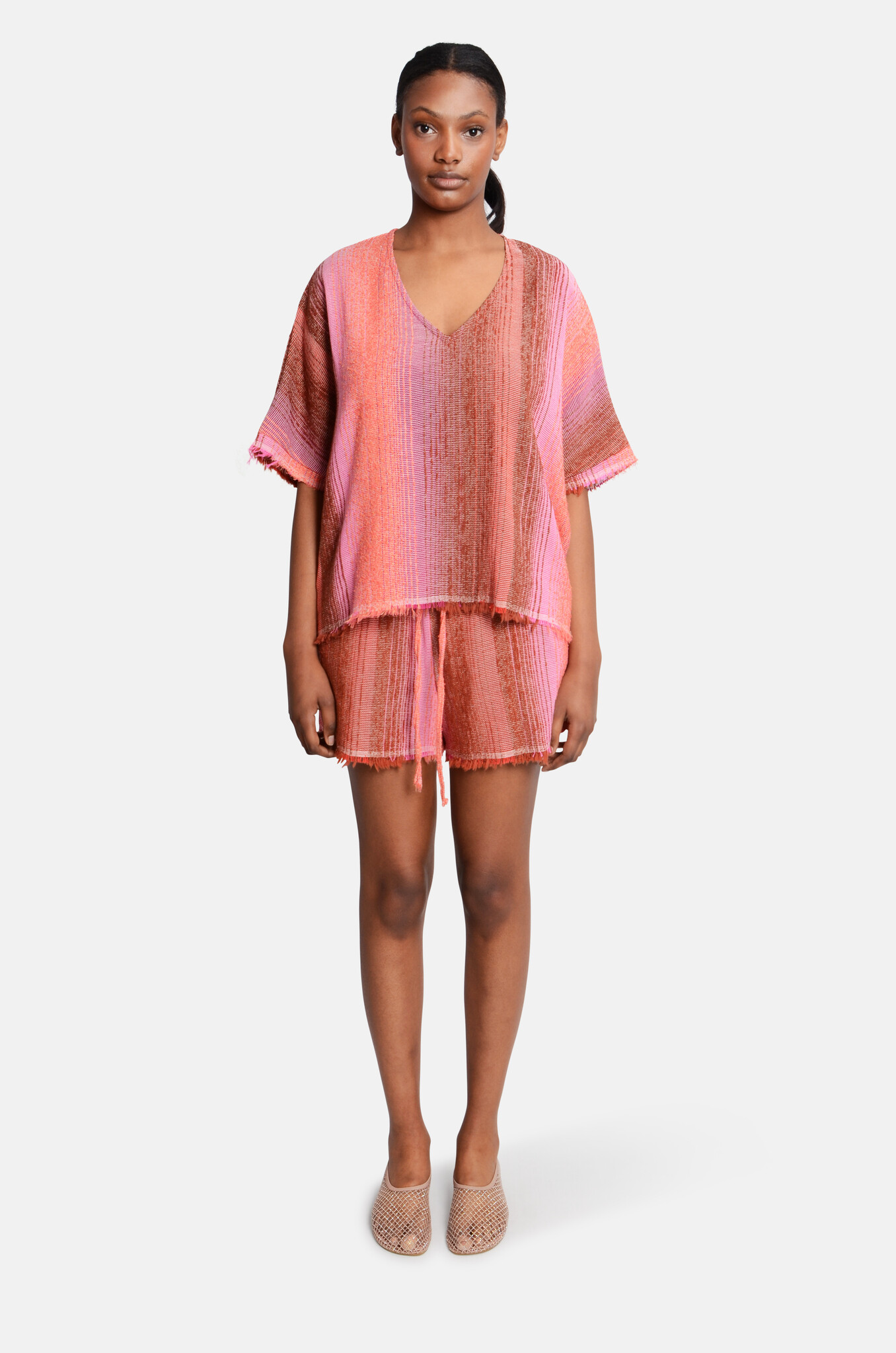 Veneda Shorts Raffles Striped Structure Sundown-6