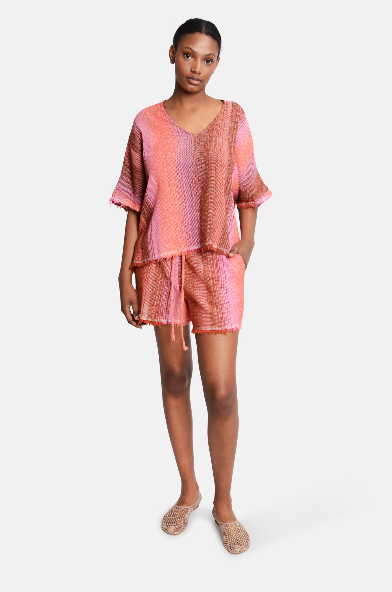 Veneda Shorts Raffles Striped Structure Sundown-2