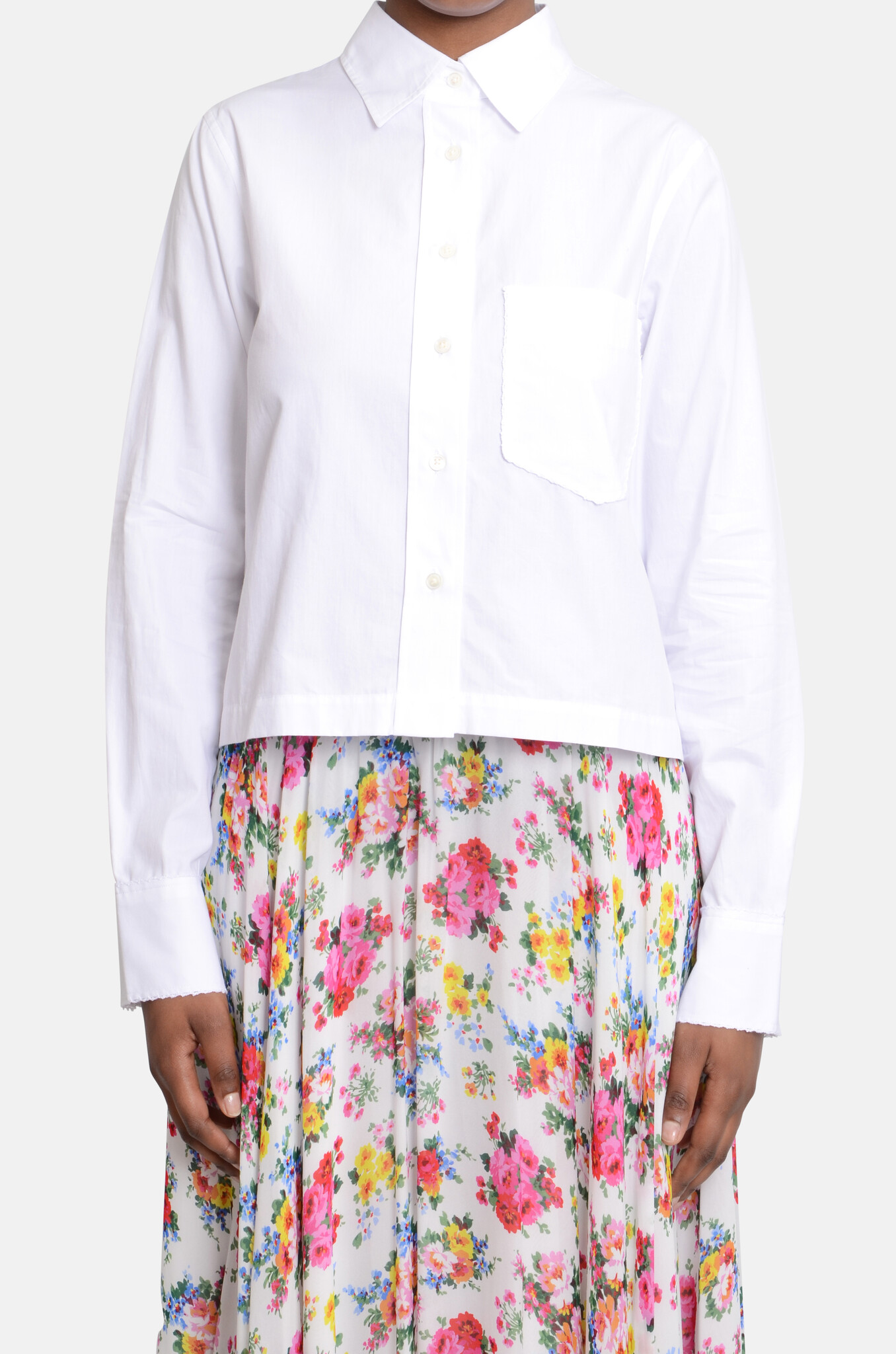 Lace detail Shirt White-1