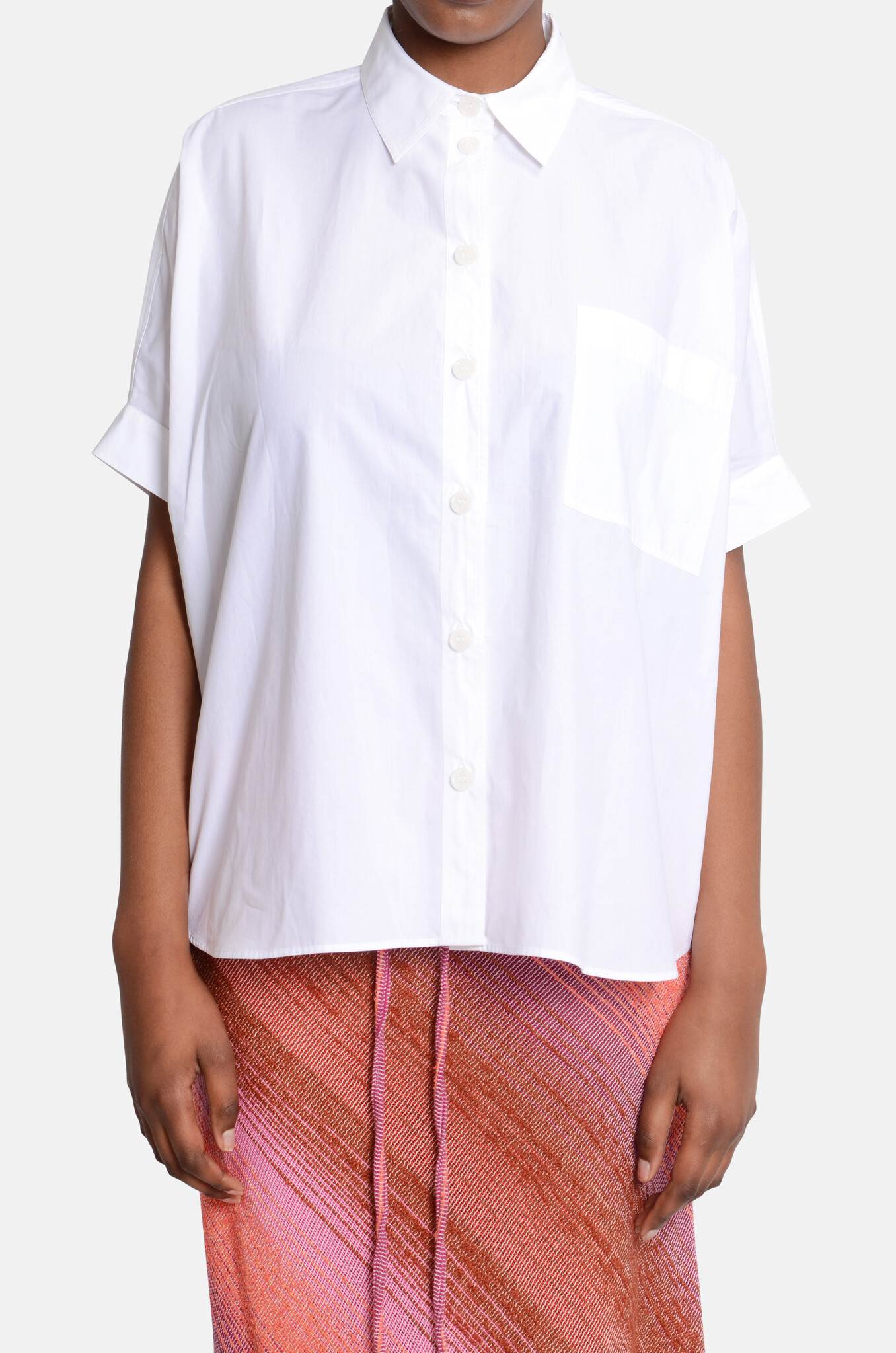 Oversized Short Shirt Bianco-1