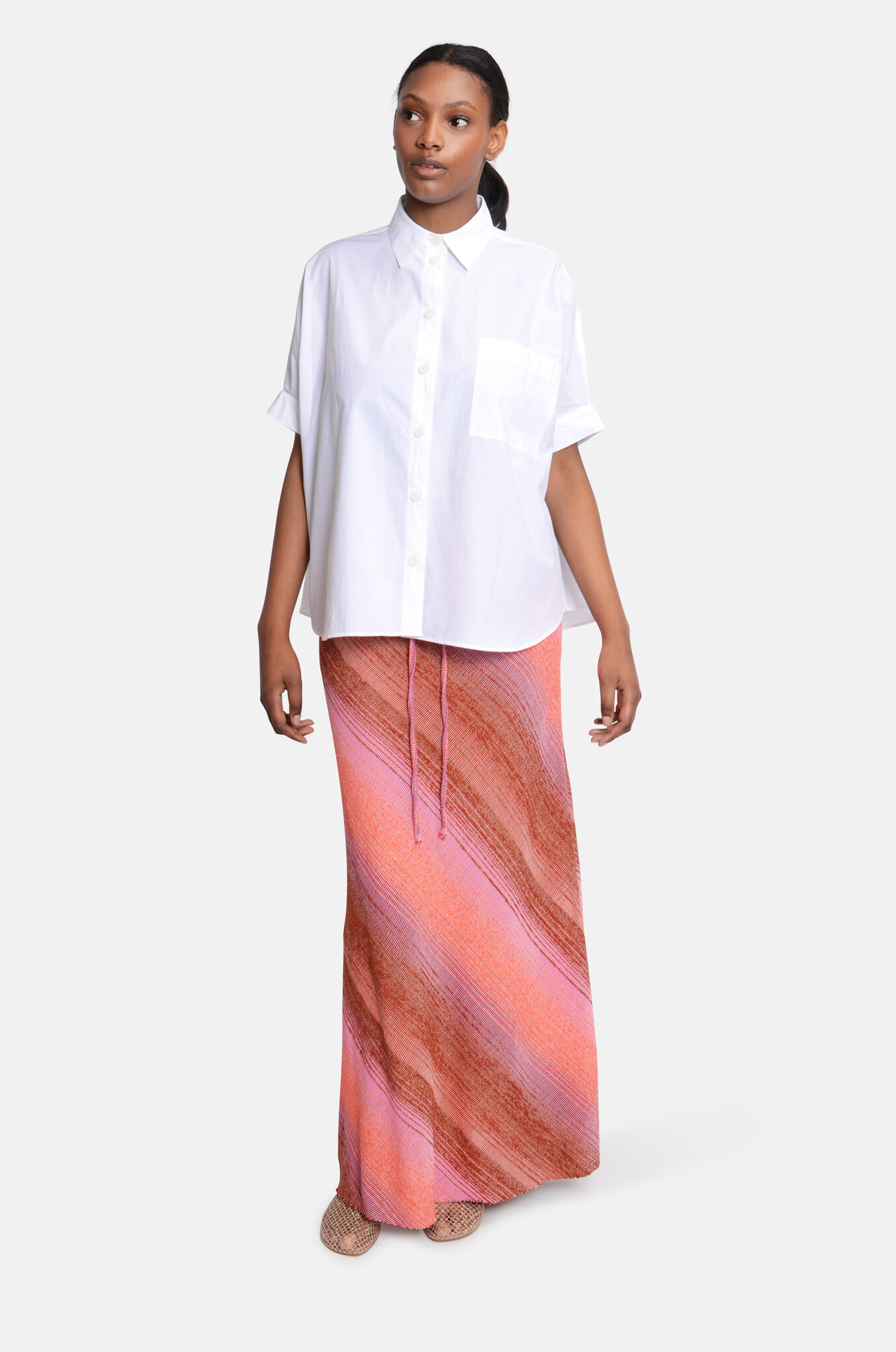 Oversized Short Shirt Bianco-2