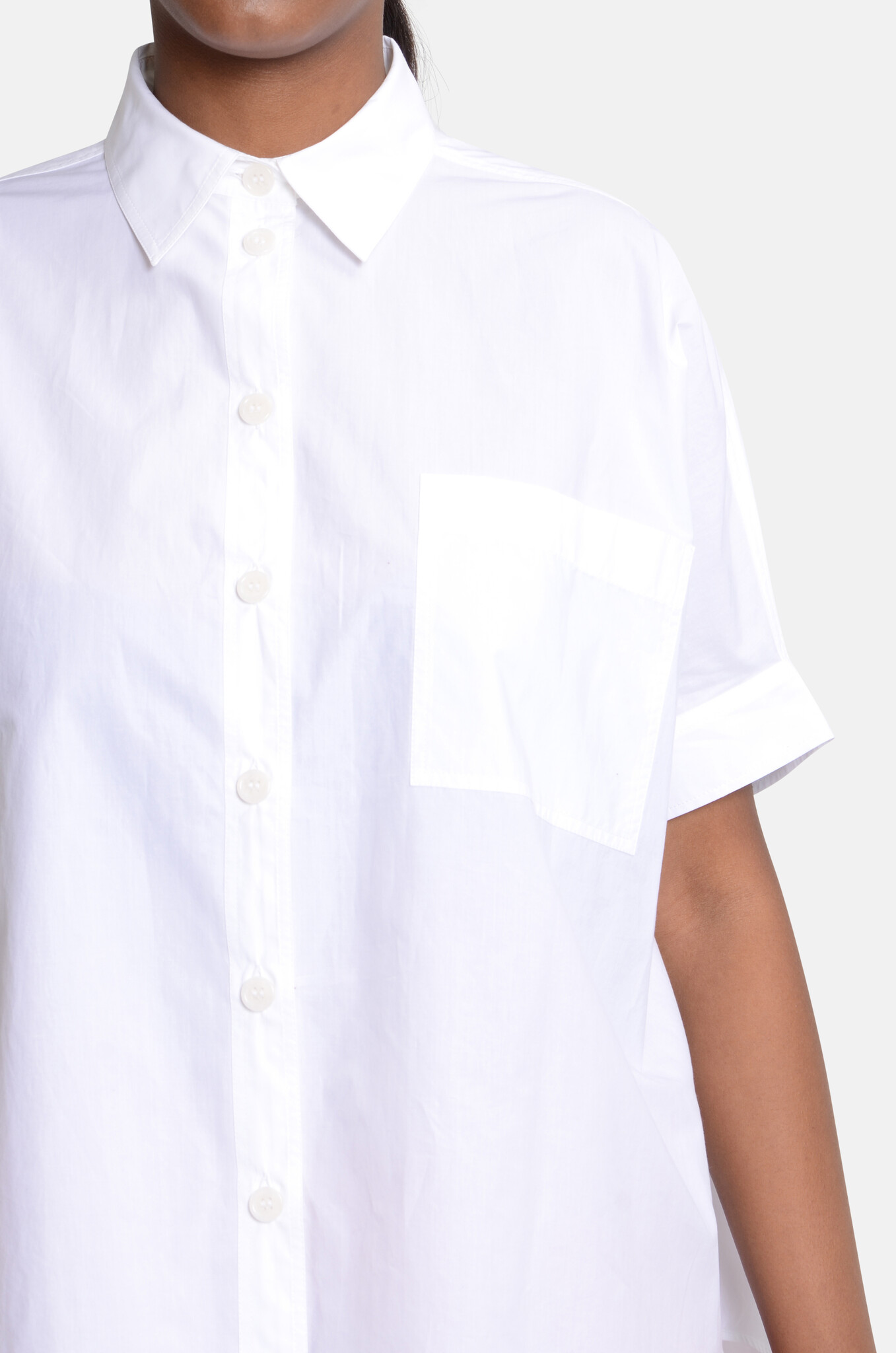 Oversized Short Shirt Bianco-5