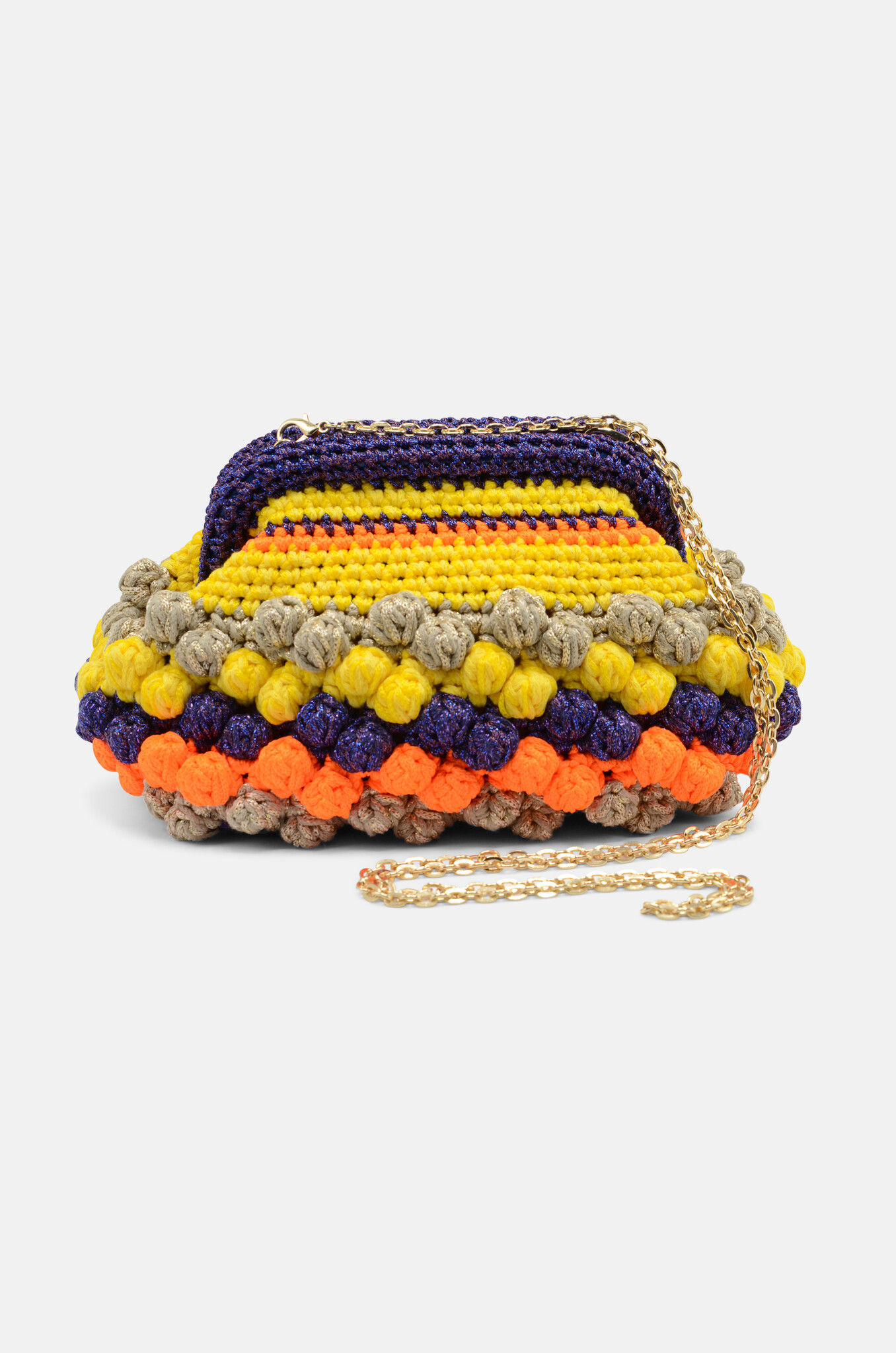 Popcorn Clutch Yellow Violet Orange-1