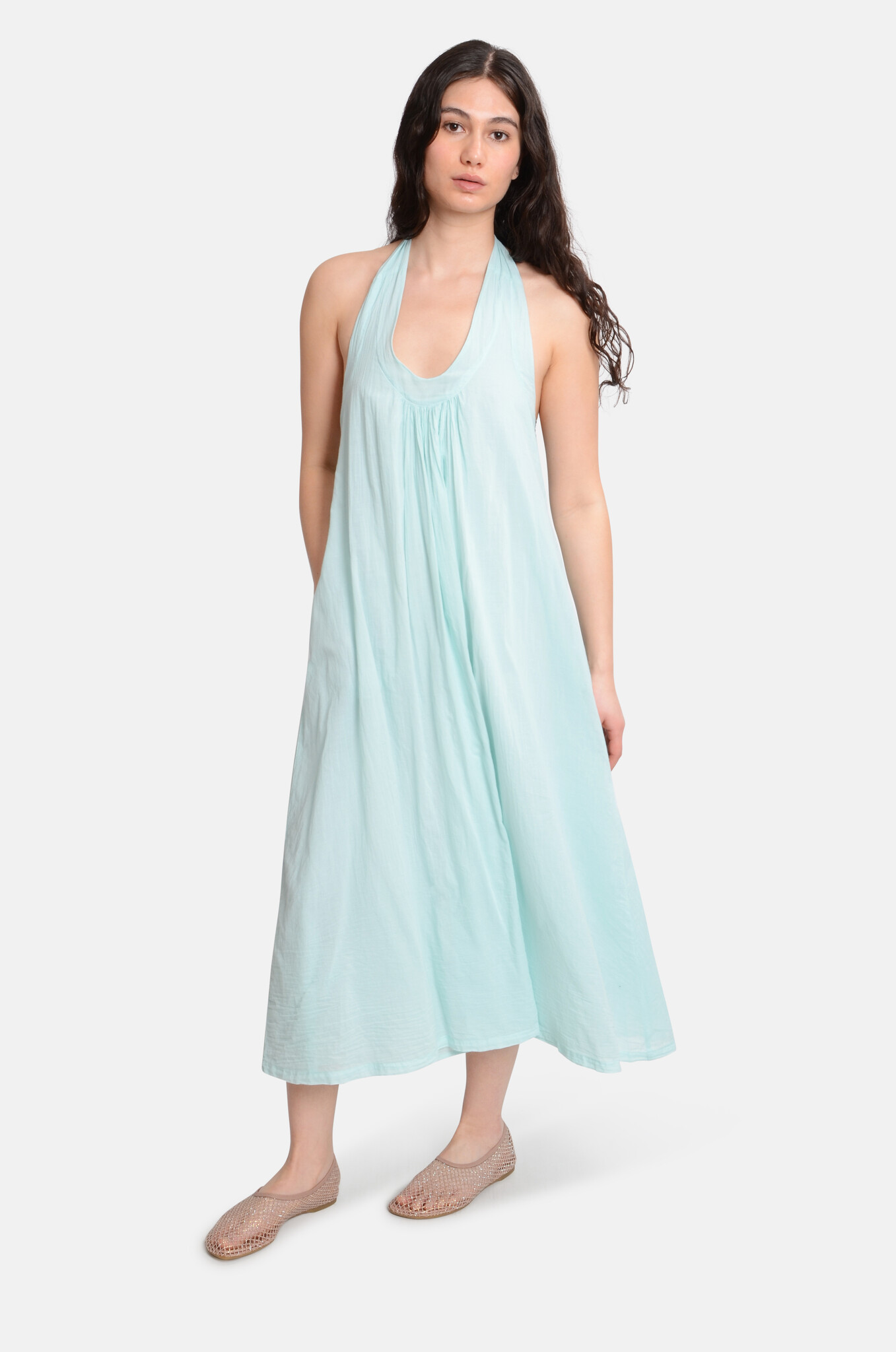 La Plage Open Back Dress Water Green-2