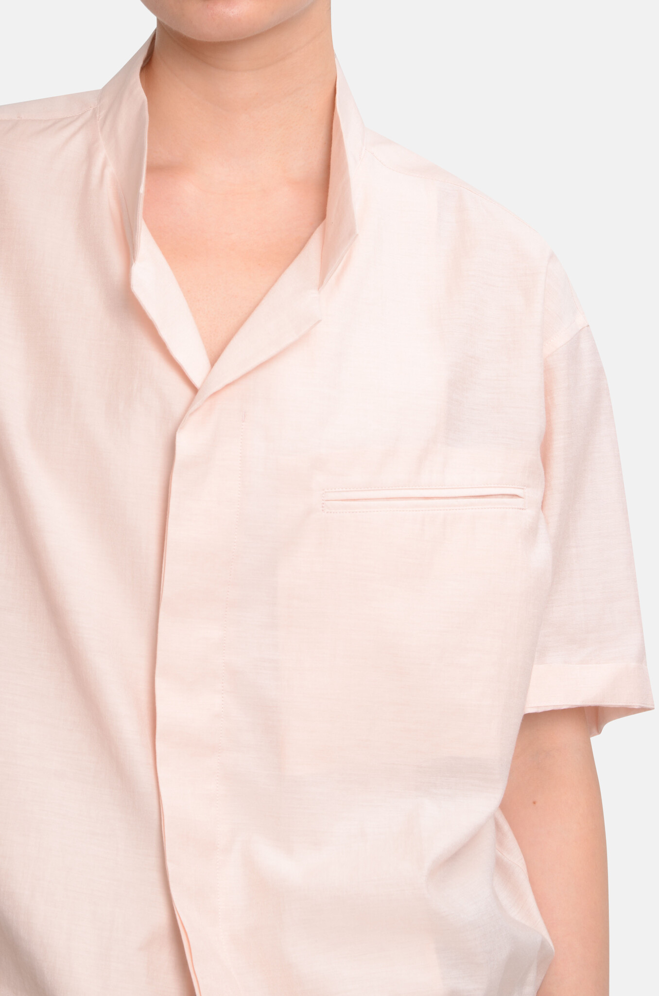 Casual Drawstring Shirt Light Pink-5