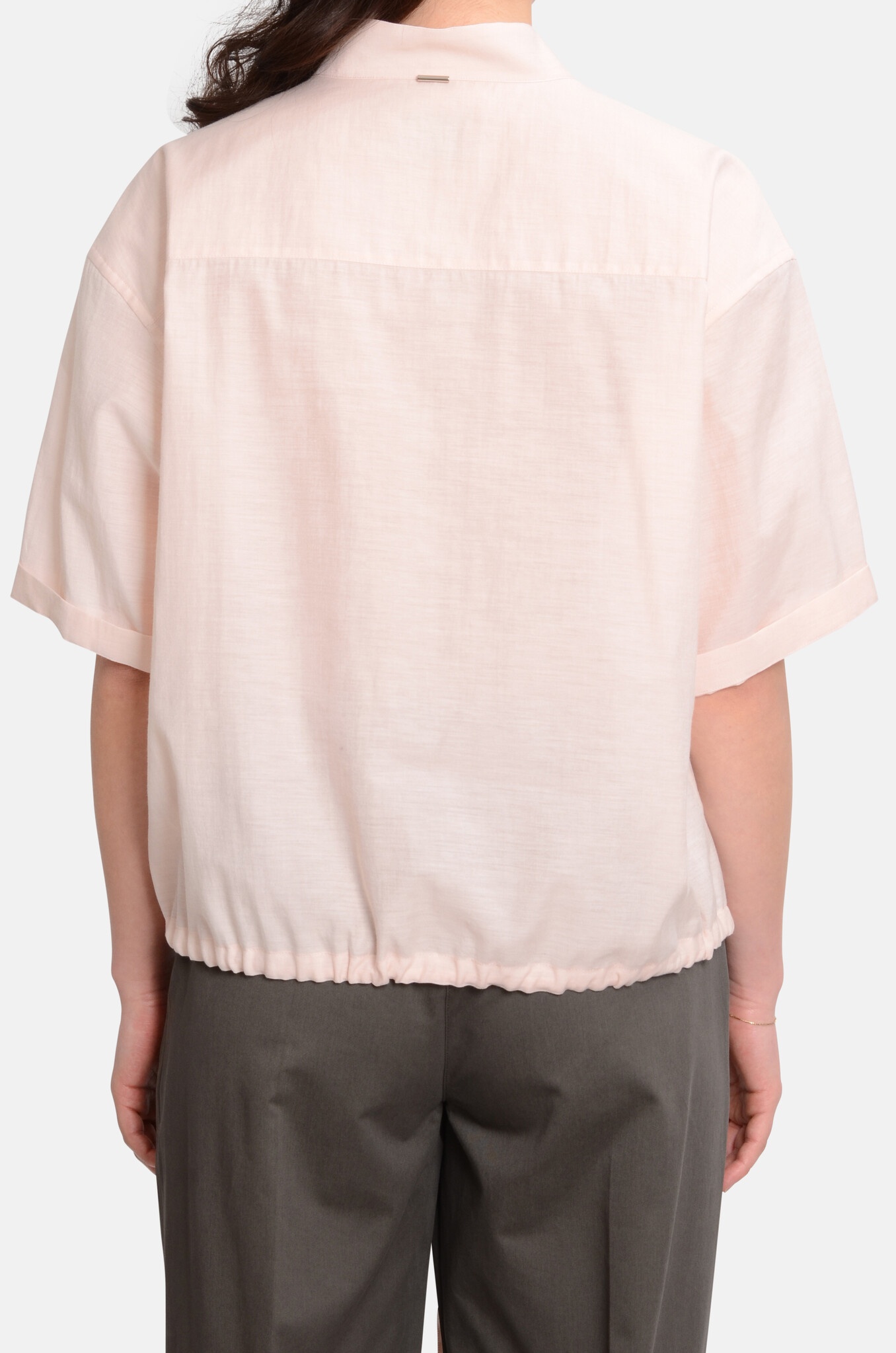Casual Drawstring Shirt Light Pink-4