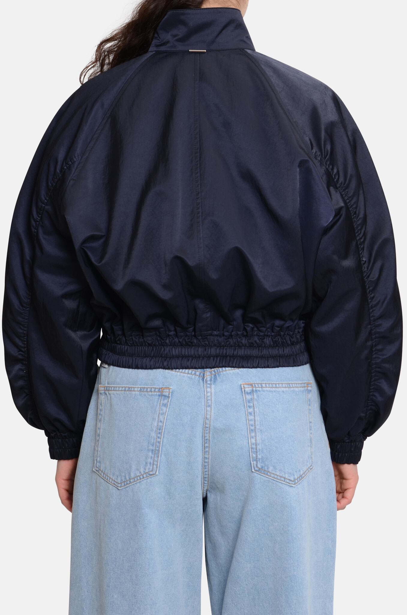 Metallic Zip-Up Bomber Navy-4