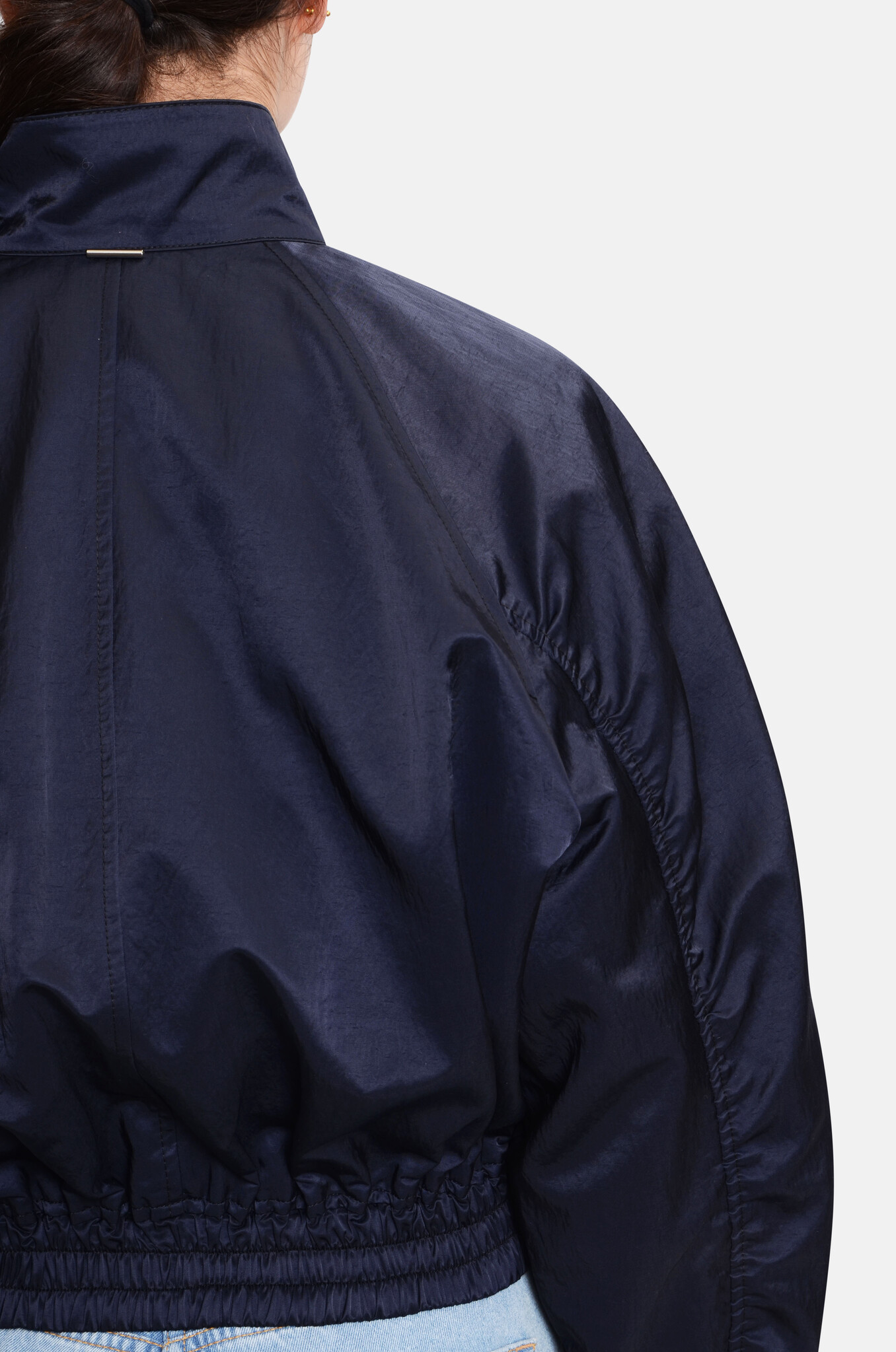 Metallic Zip-Up Bomber Navy-5