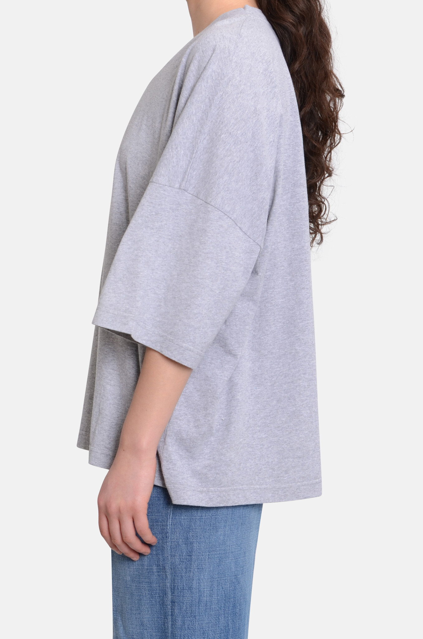 Harlow V-Neck T-Shirt Grey Melange-3