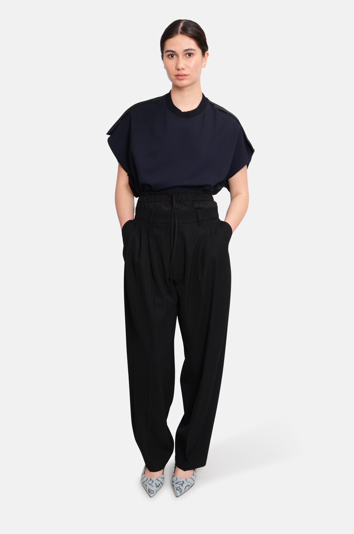 Waist Combo Pants Black-2