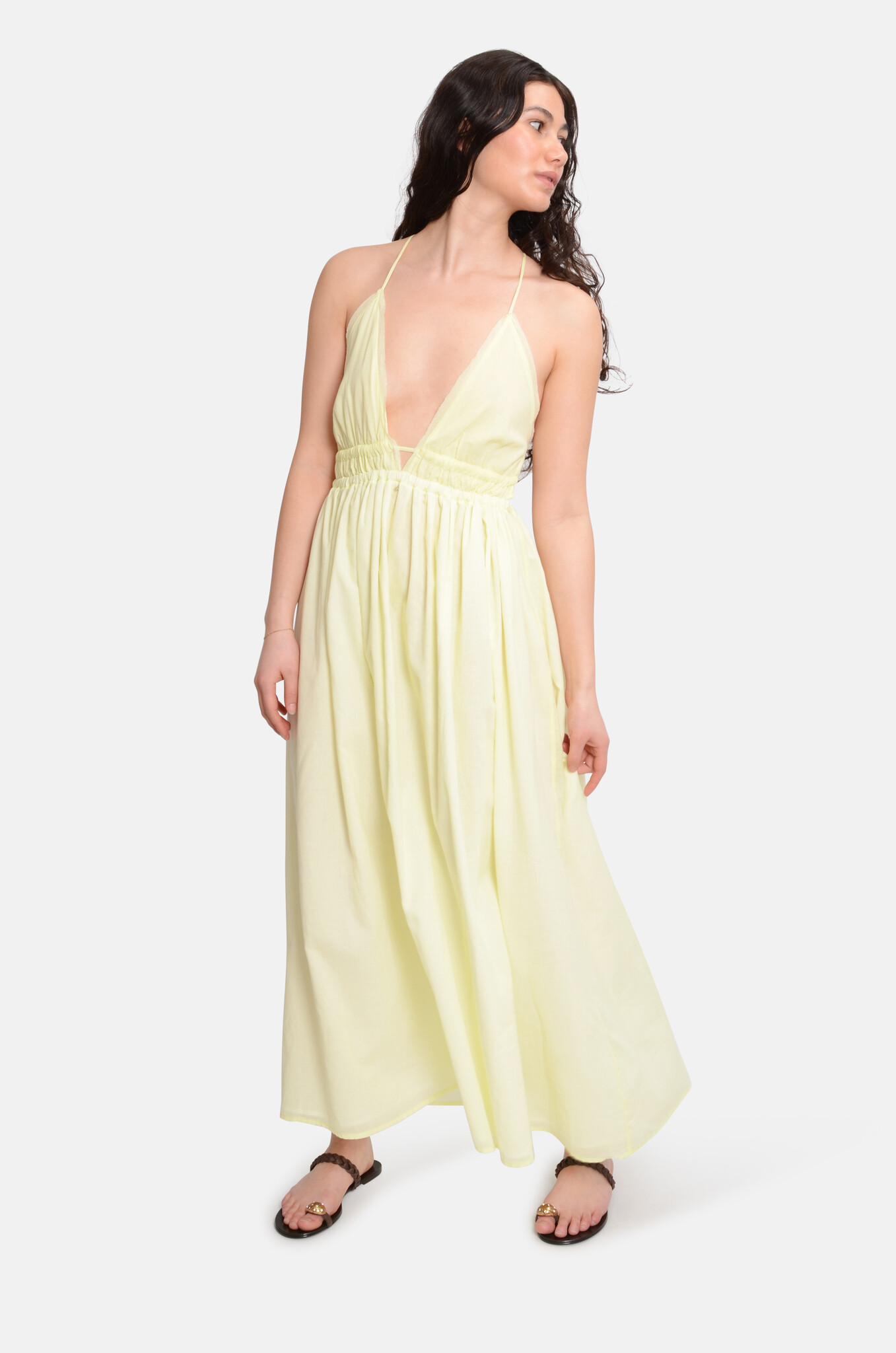 Open Back Summer Dress Lemon-2