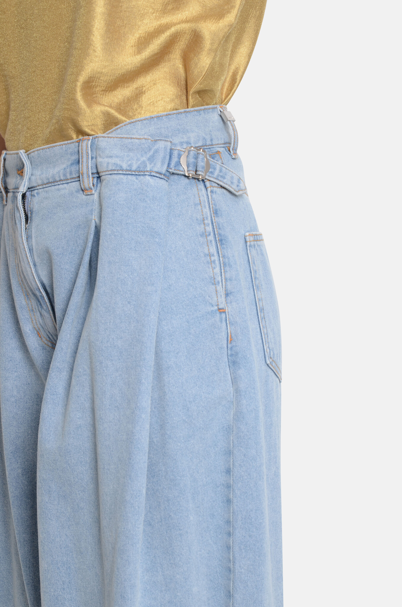 Volumed Wide-Fit Denim Pants-5