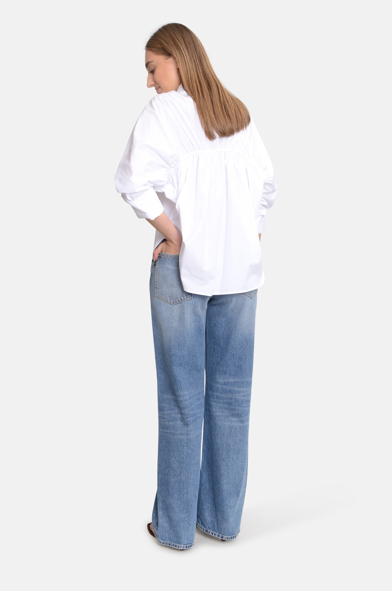 Gathered Shirt White-2