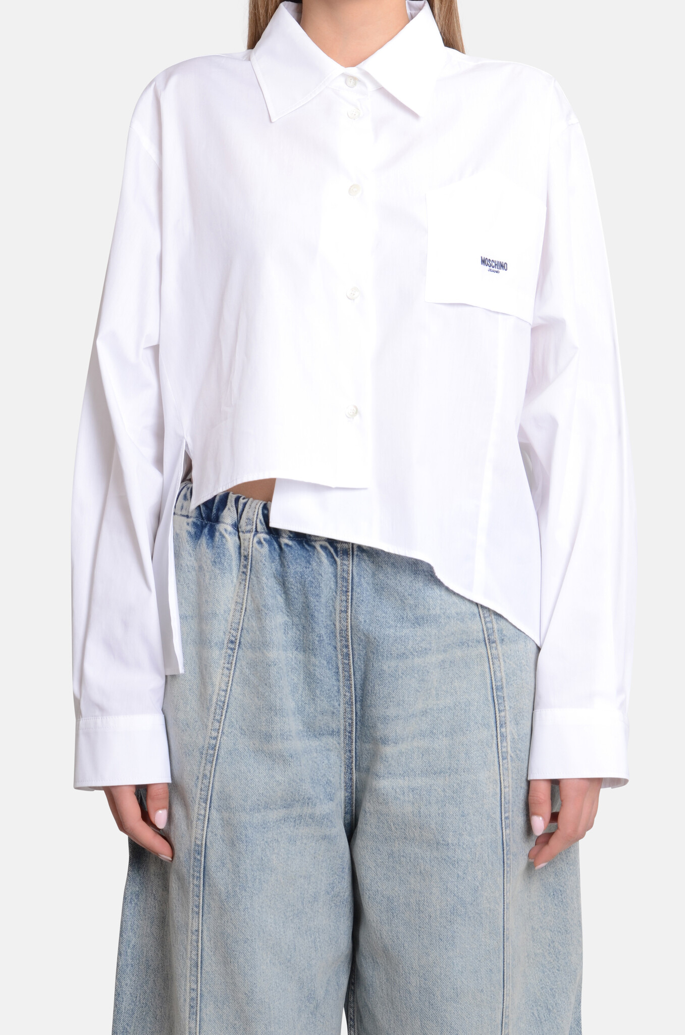Assymetric shirt in Multi White-1