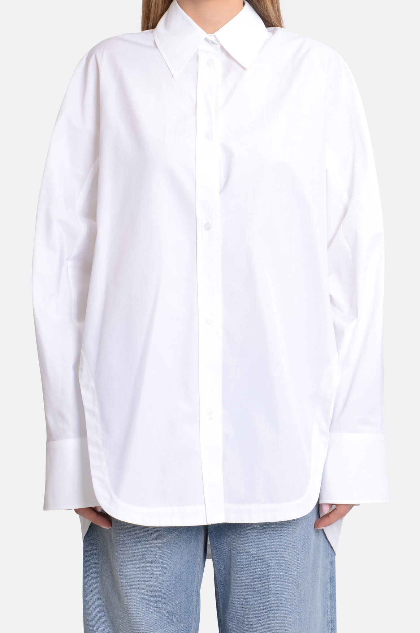 Ovest Oversized Cotton Poplin Shirt White-1