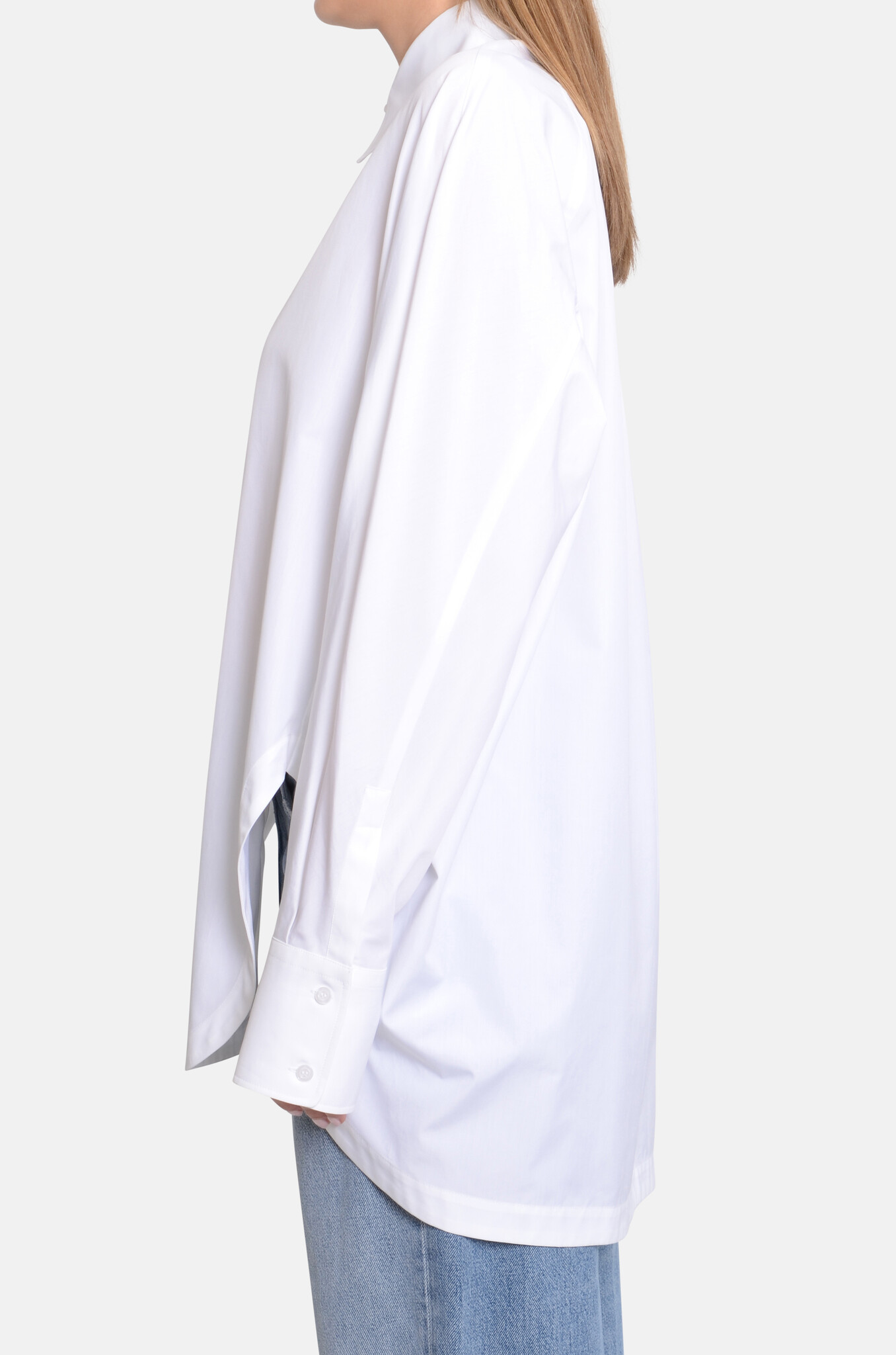 Ovest Oversized Cotton Poplin Shirt White-3