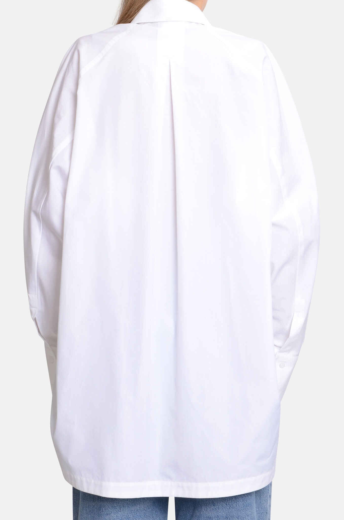 Ovest Oversized Cotton Poplin Shirt White-4