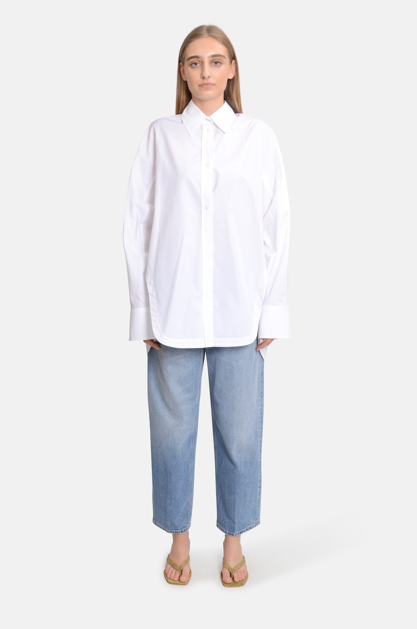 Ovest Oversized Cotton Poplin Shirt White-7
