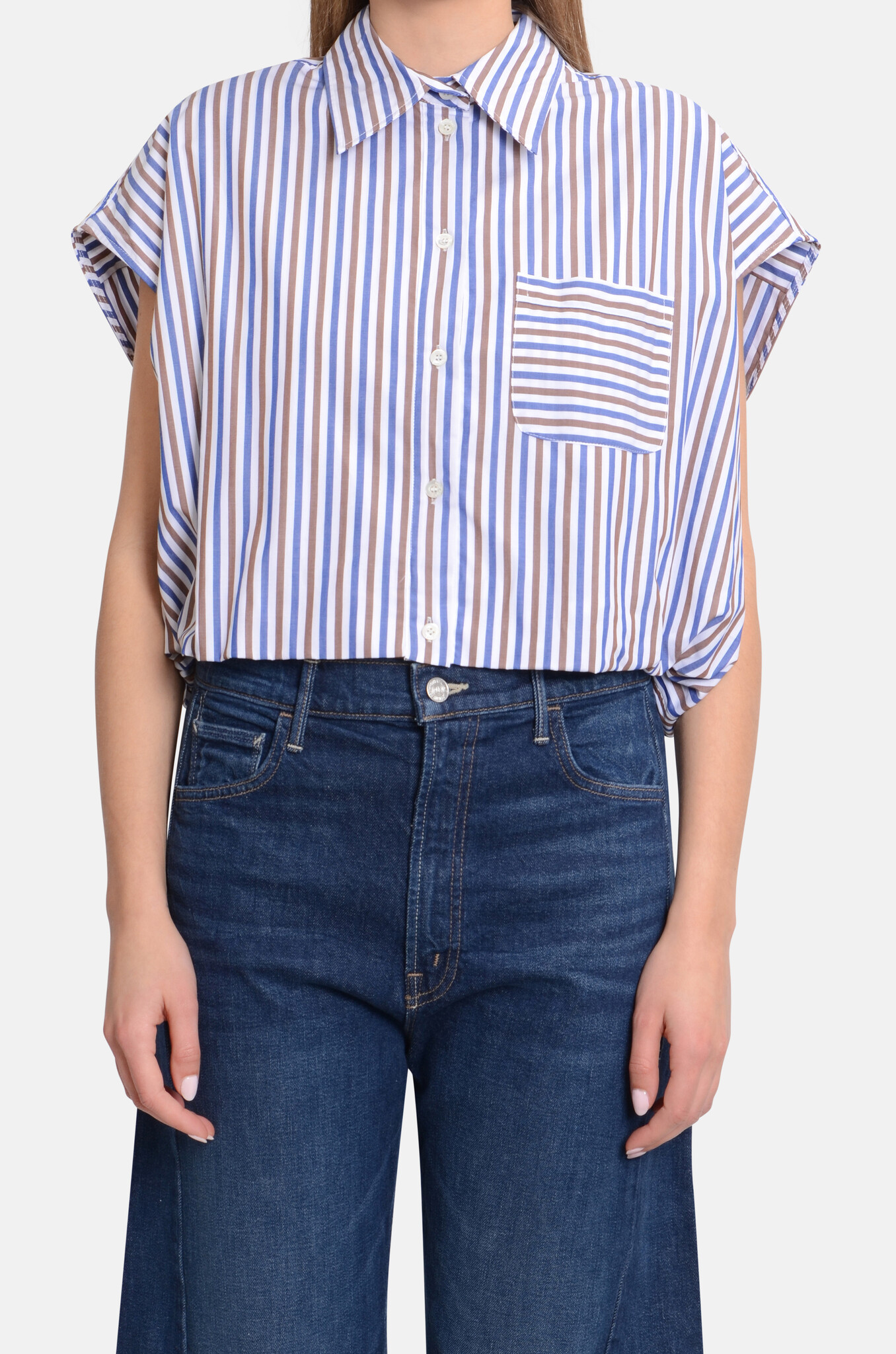 Cropped Balloon Effect Shirt-1