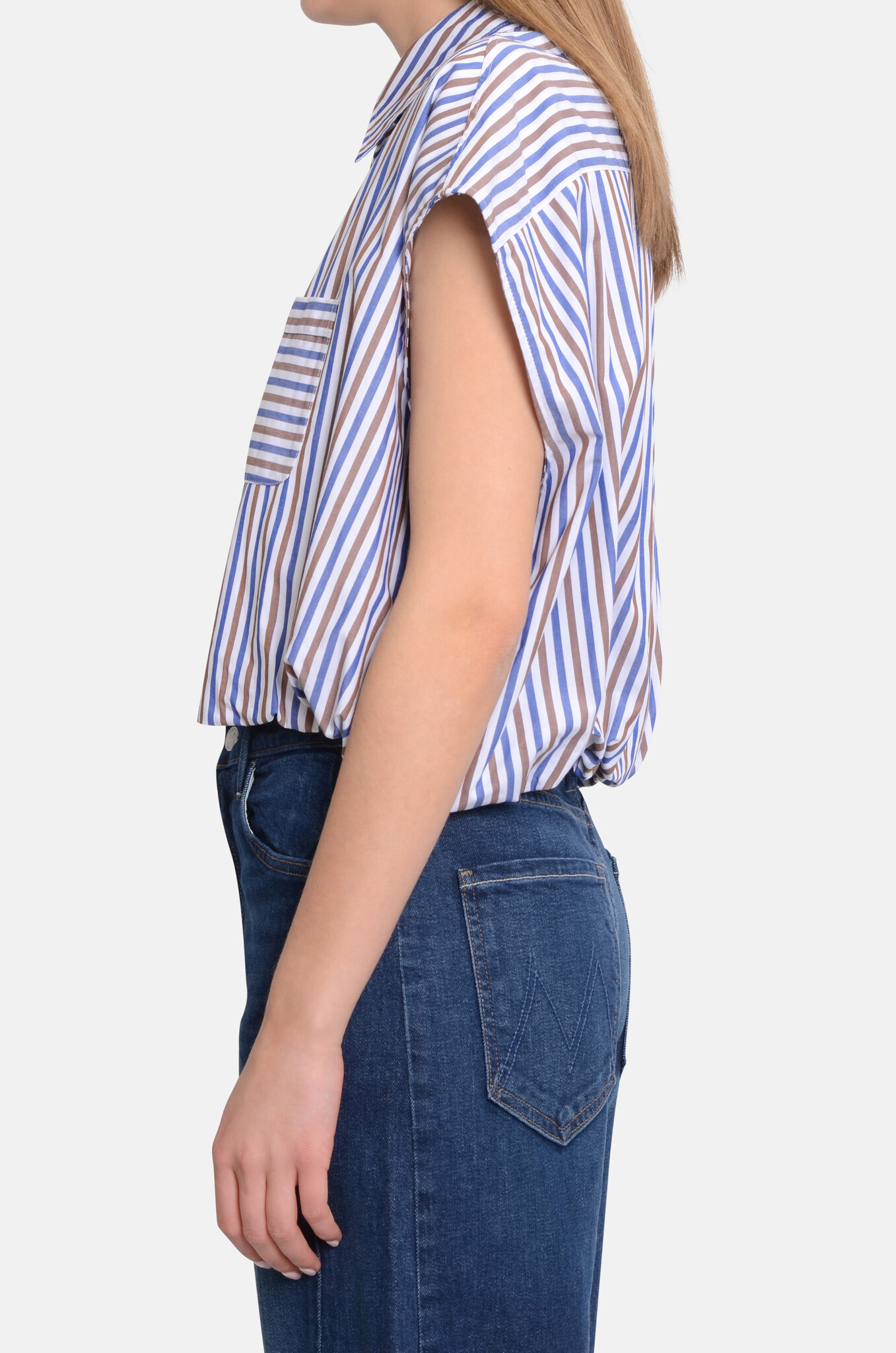 Cropped Balloon Effect Shirt-3