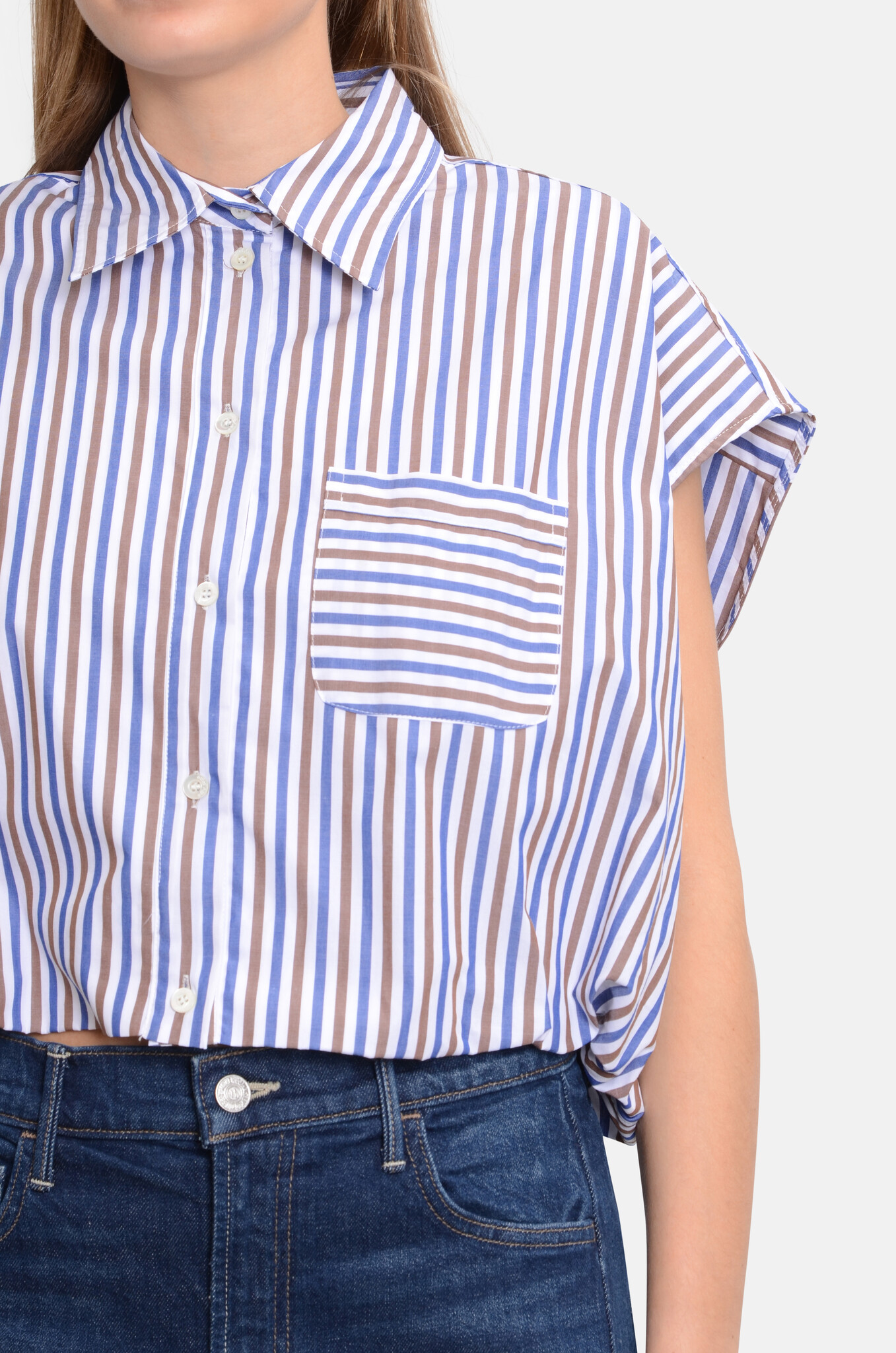 Cropped Balloon Effect Shirt-5