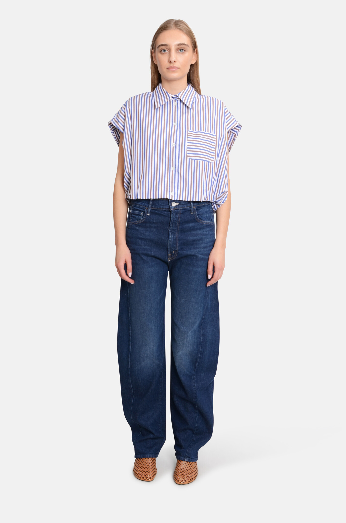 Cropped Balloon Effect Shirt-7