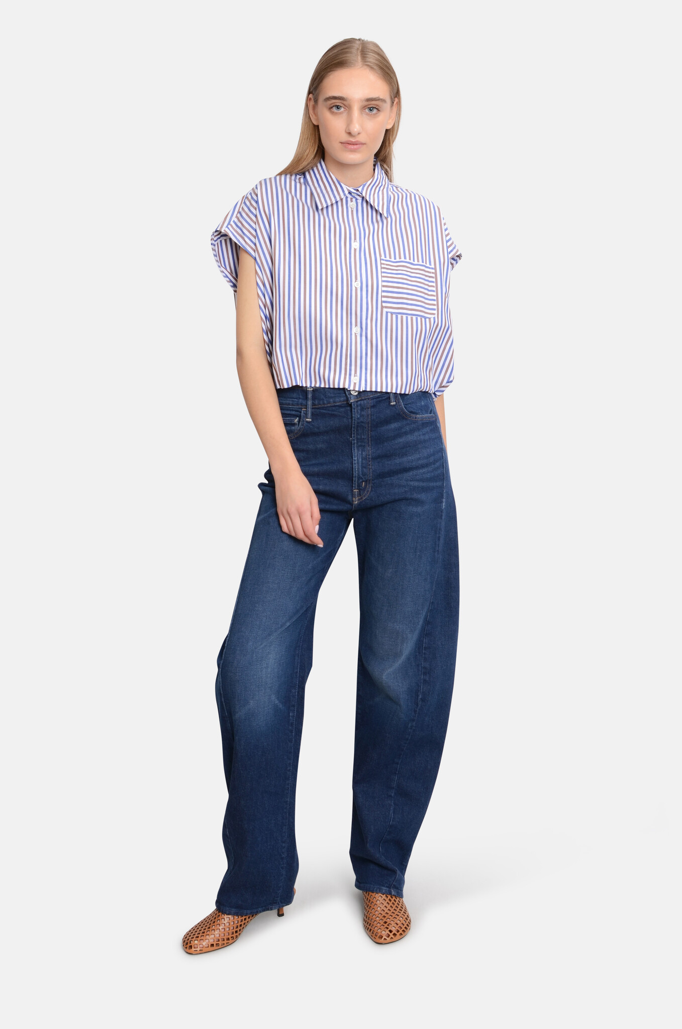 Cropped Balloon Effect Shirt-2