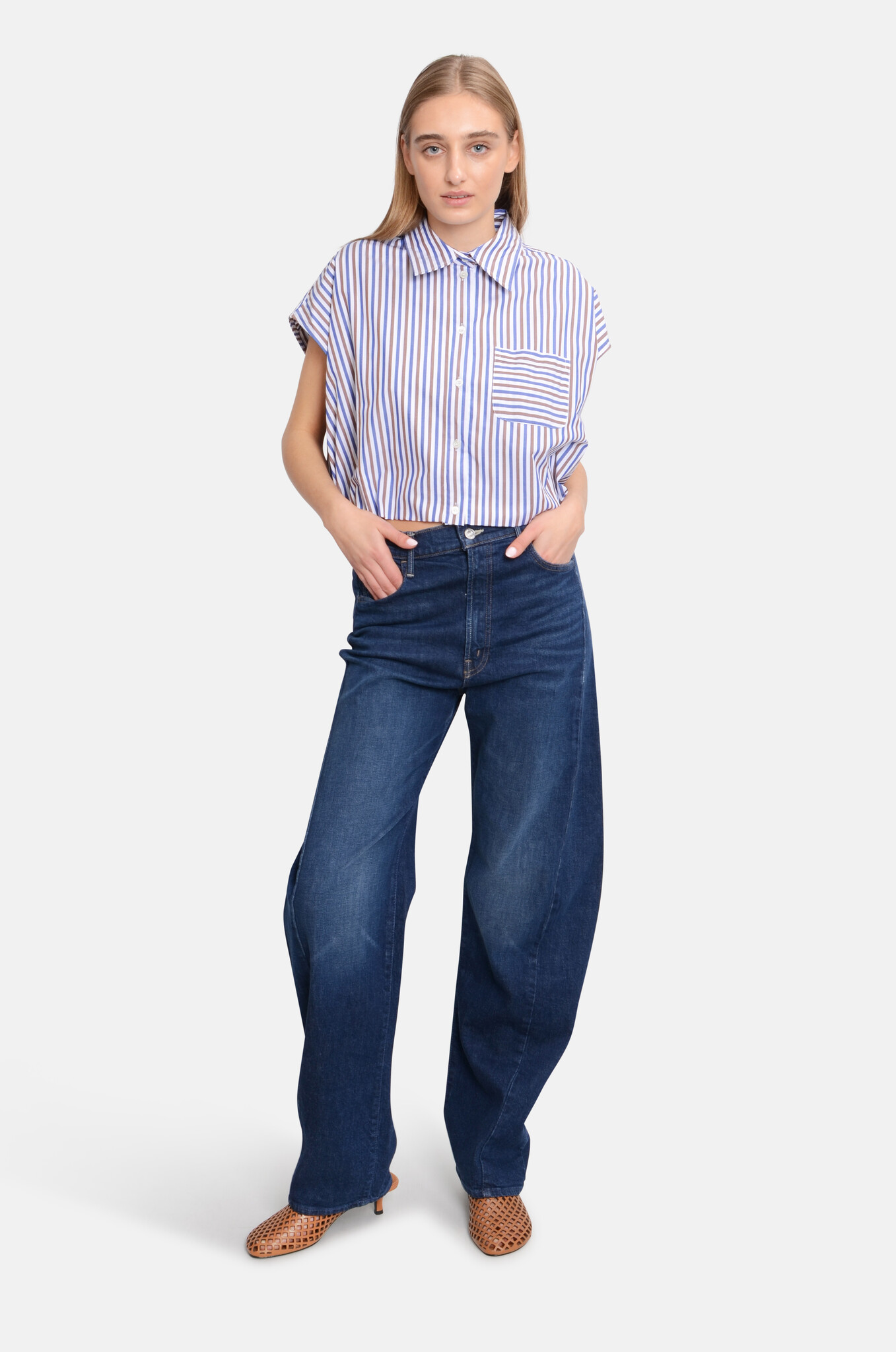 Cropped Balloon Effect Shirt-6