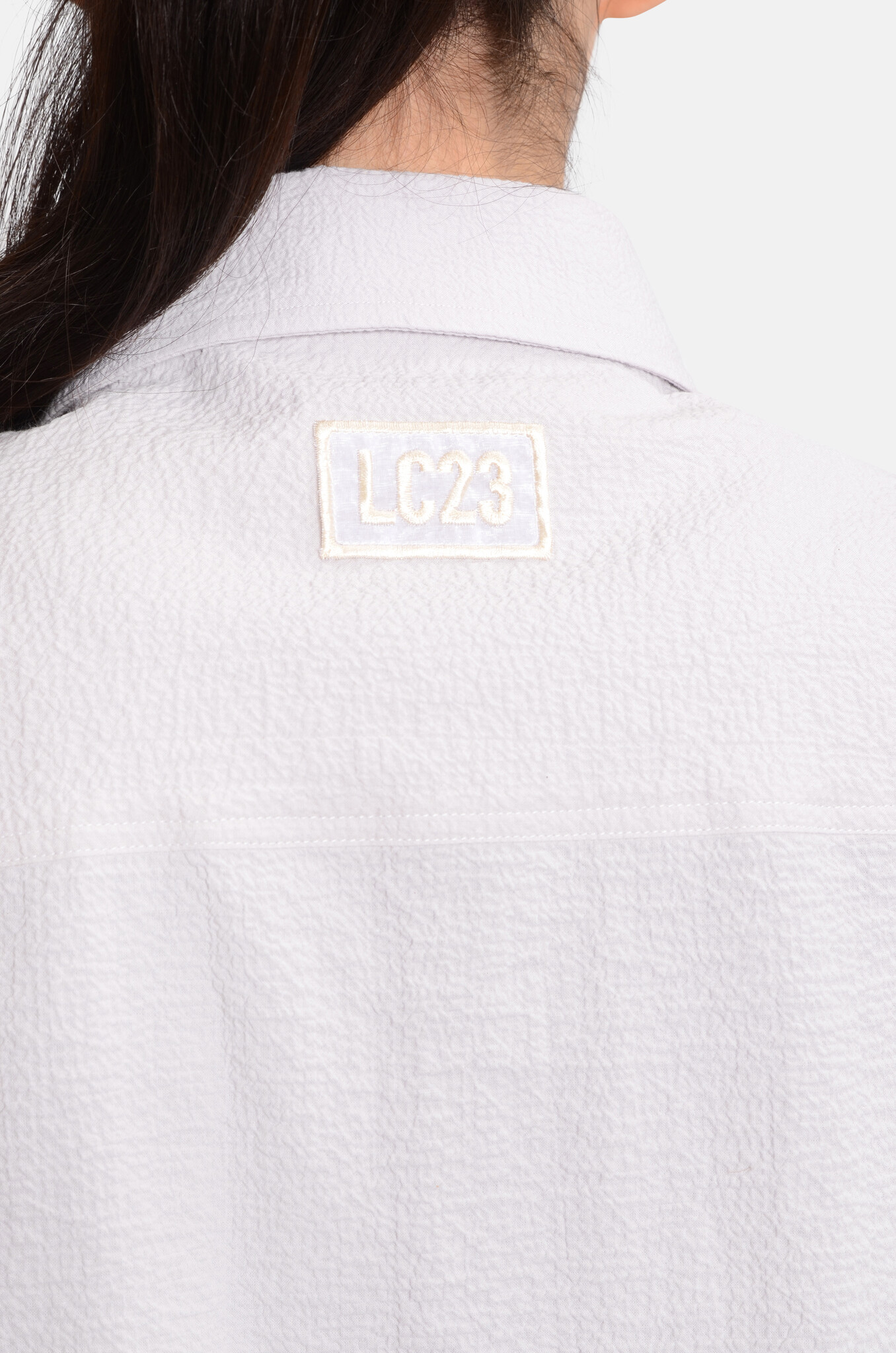 Boxy Seersucker Shirt Grey-5