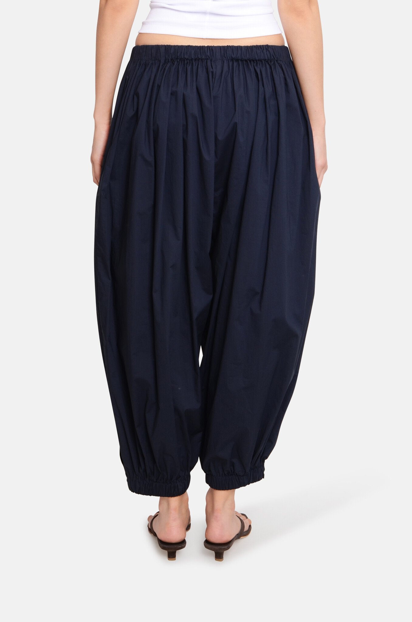 Poplin Balloon Trousers in Night-4