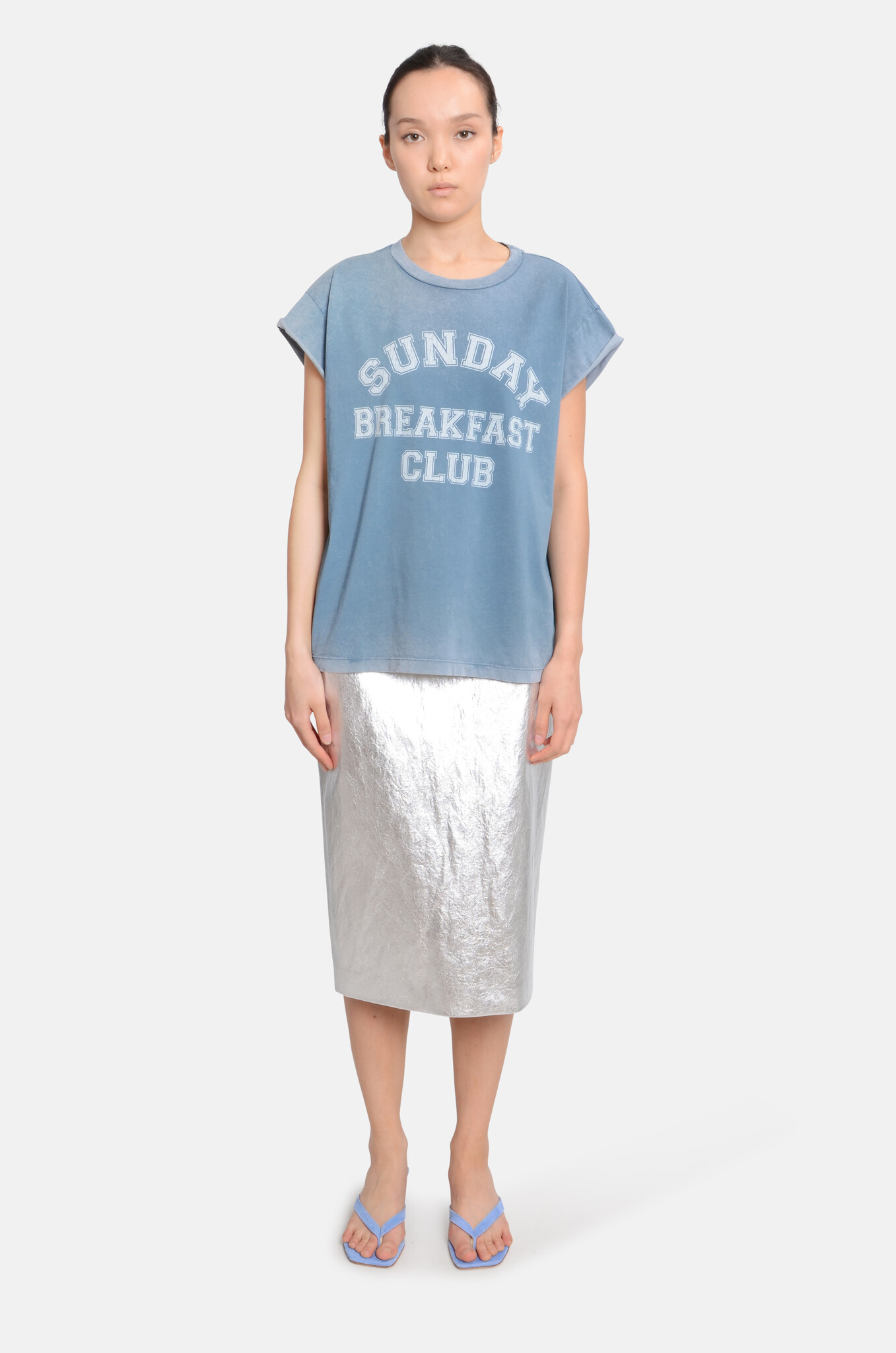 Sunday Breakfast Club Tee in Aegean Blue-5