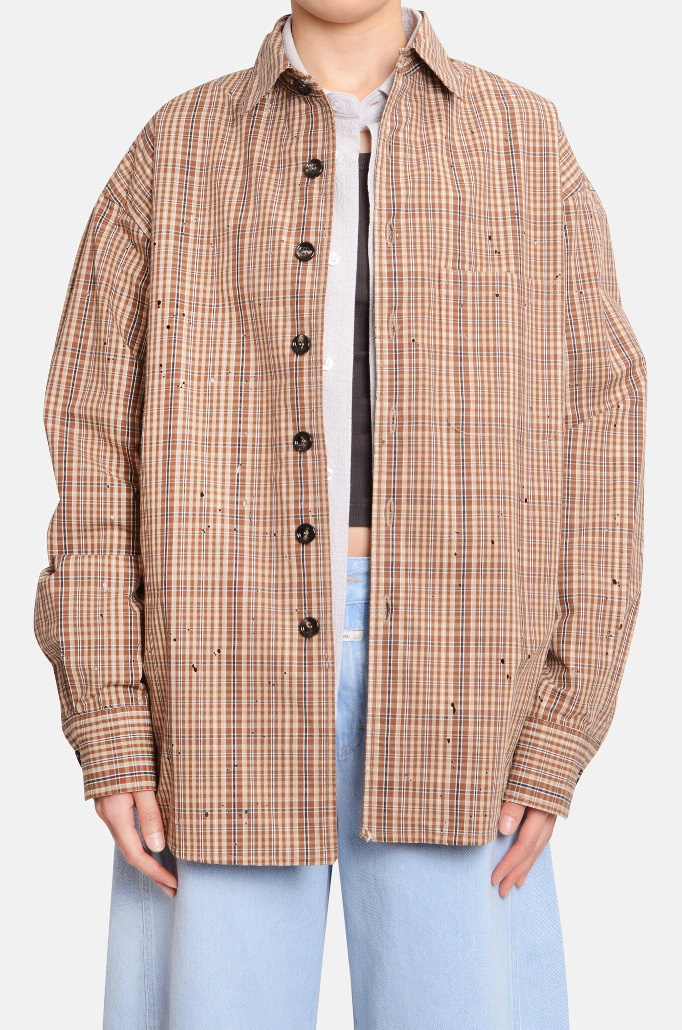 Check Brown Overshirt-1