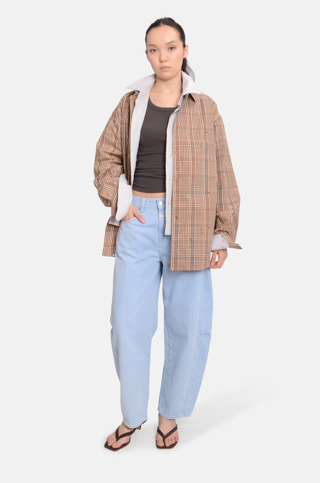 Ribbed Tank Top in Ganache-5