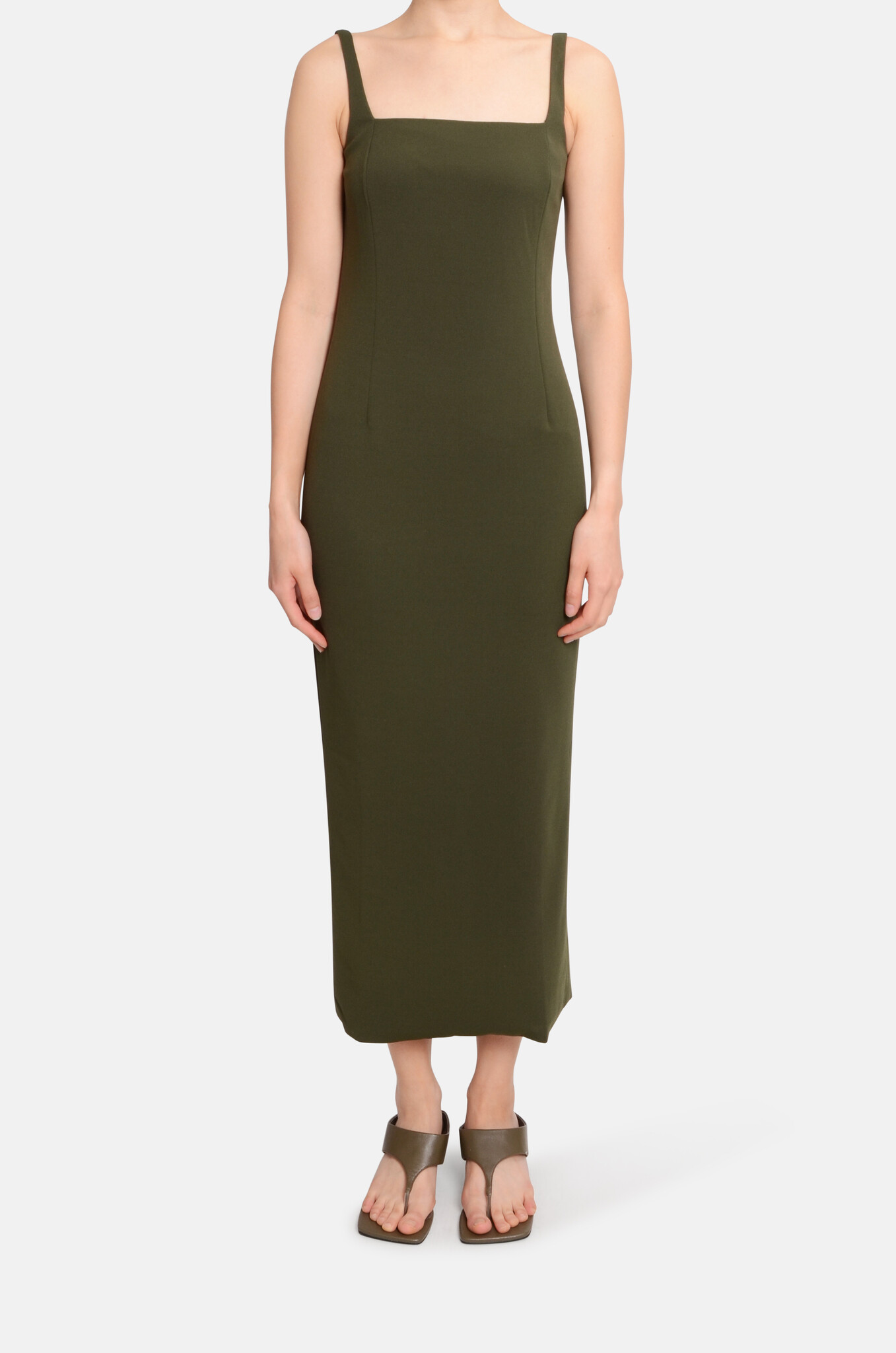 Column Cape Dress Olive-1