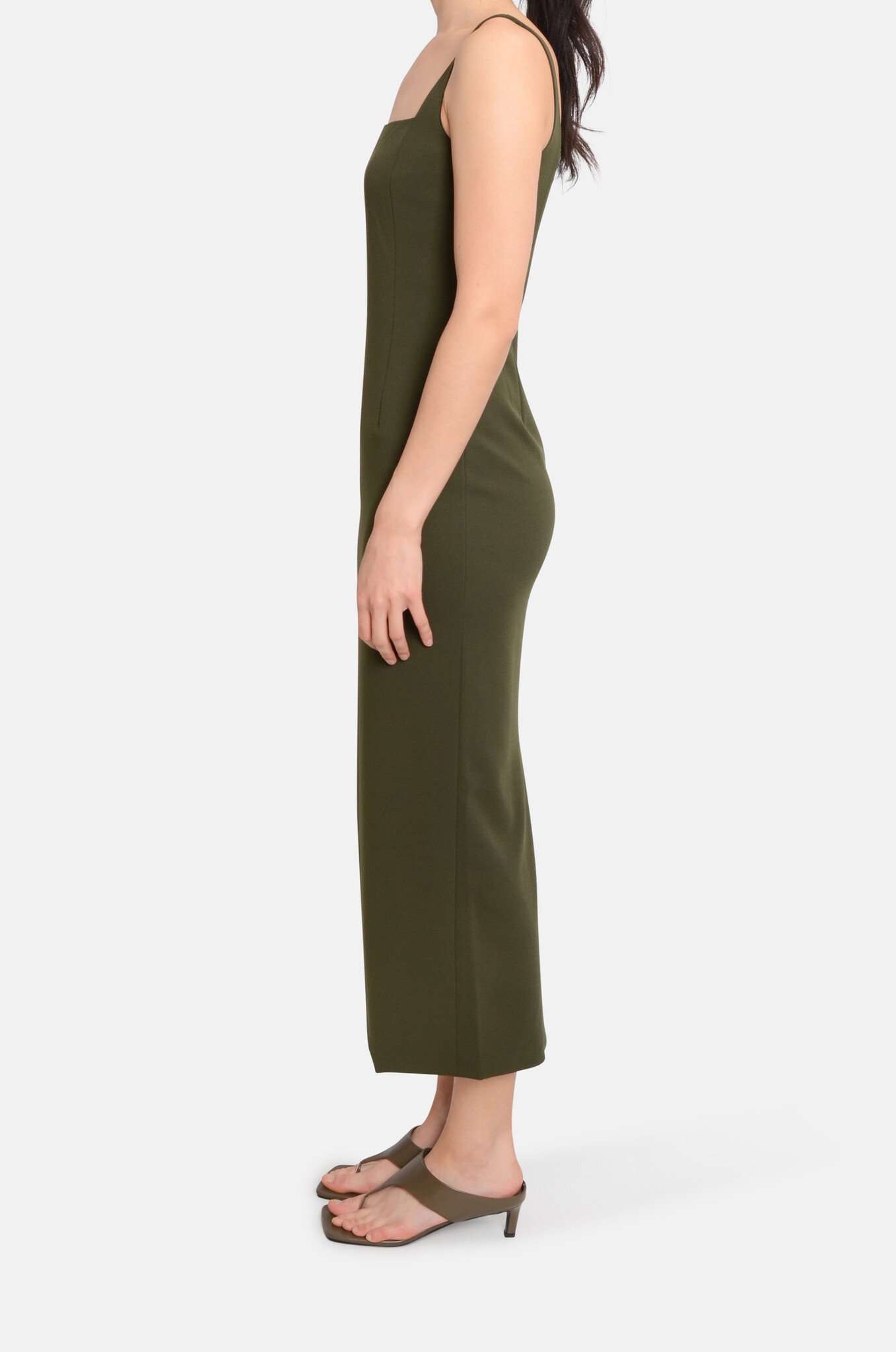 Column Cape Dress Olive-4