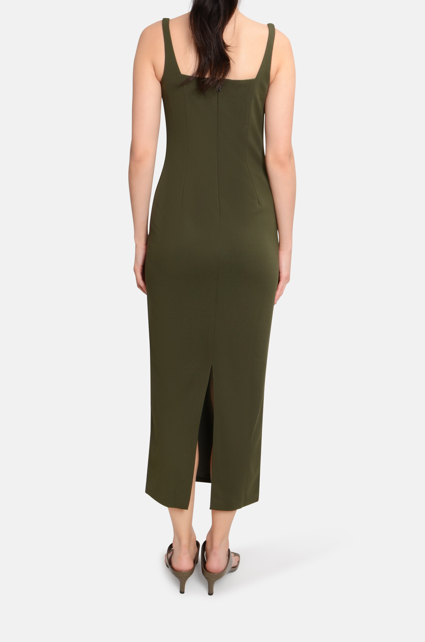 Column Cape Dress Olive-5