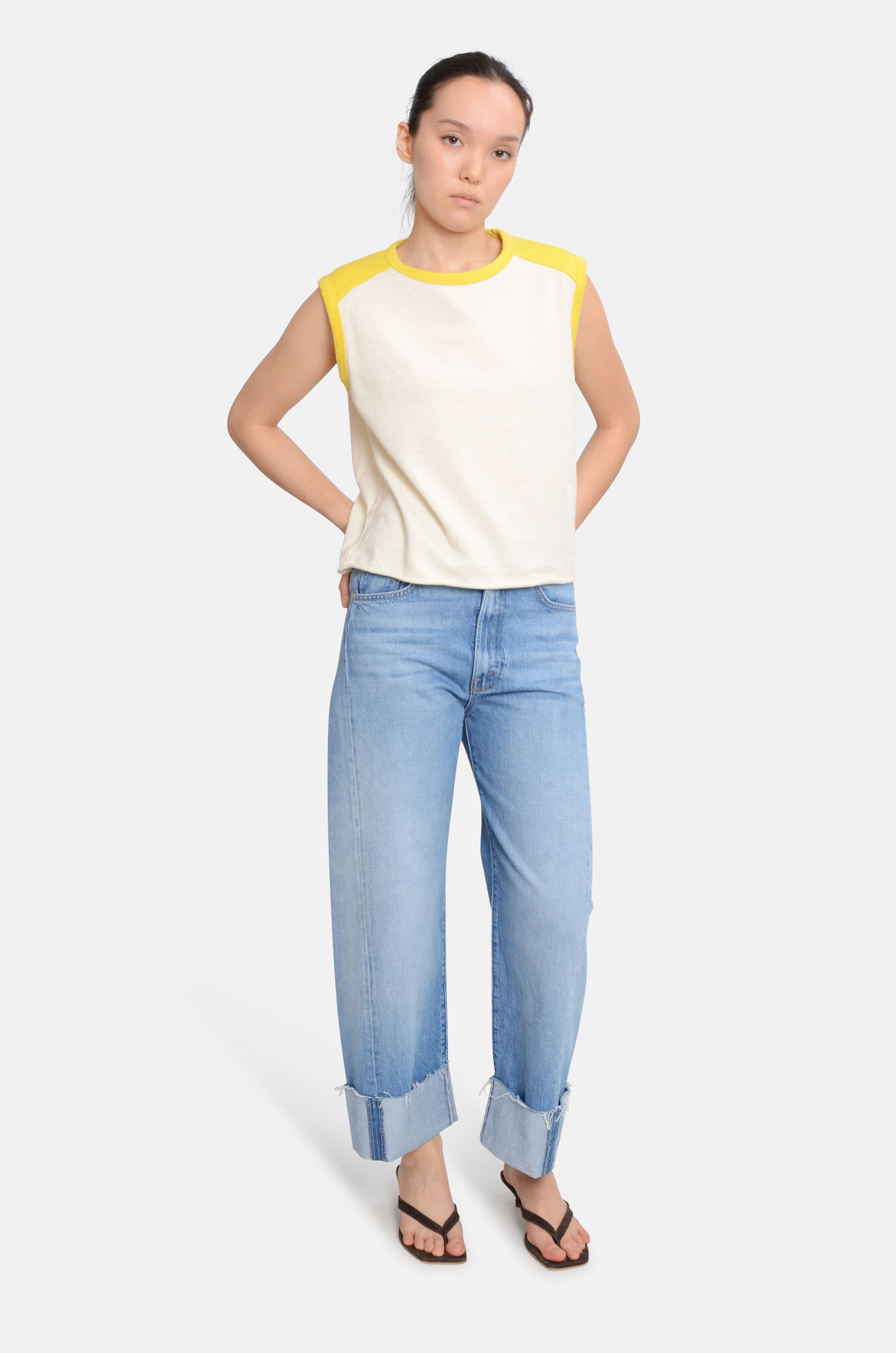 The Sleeveless Concert Tee in Antique White-2