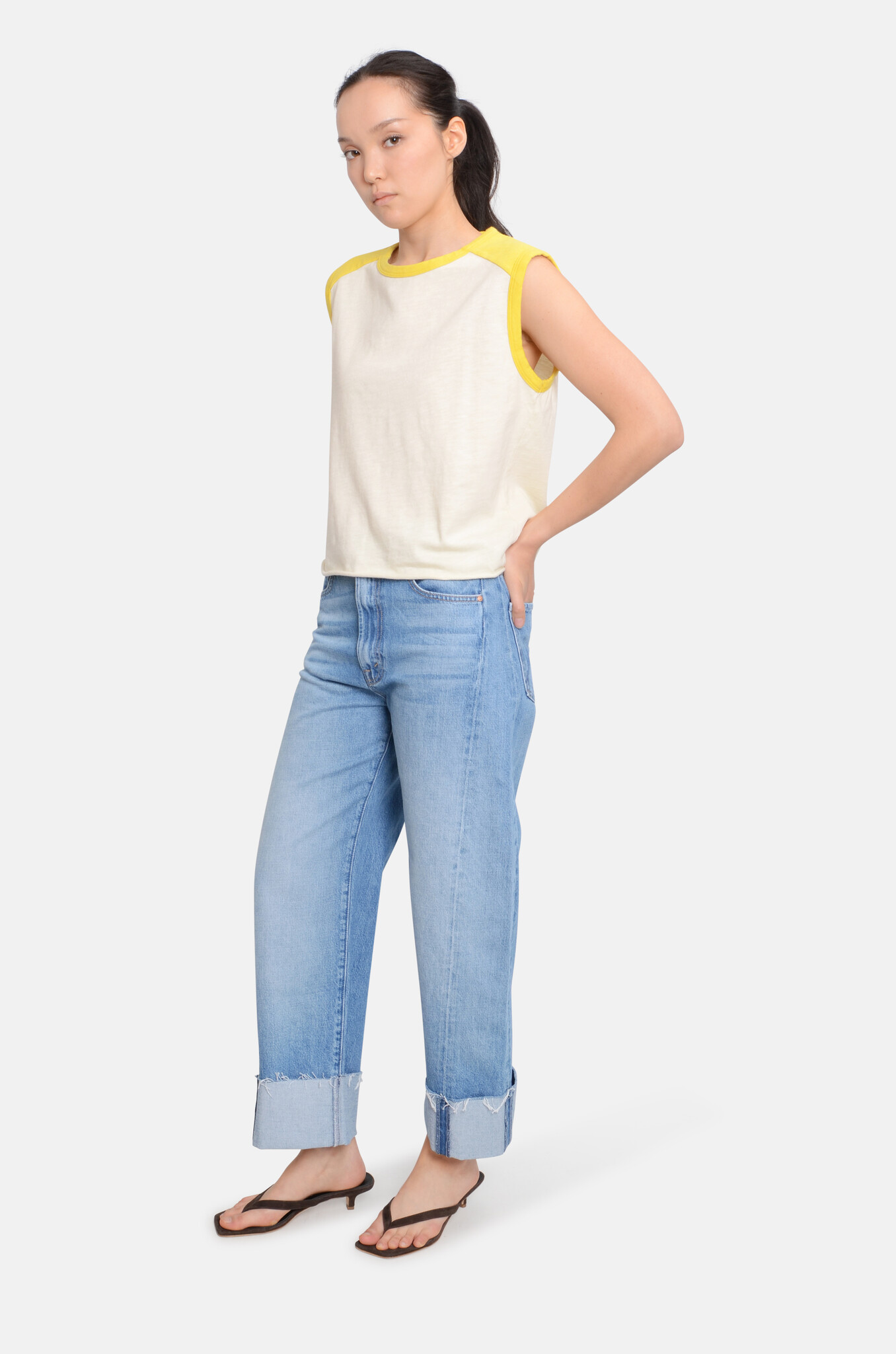 The Sleeveless Concert Tee in Antique White-6