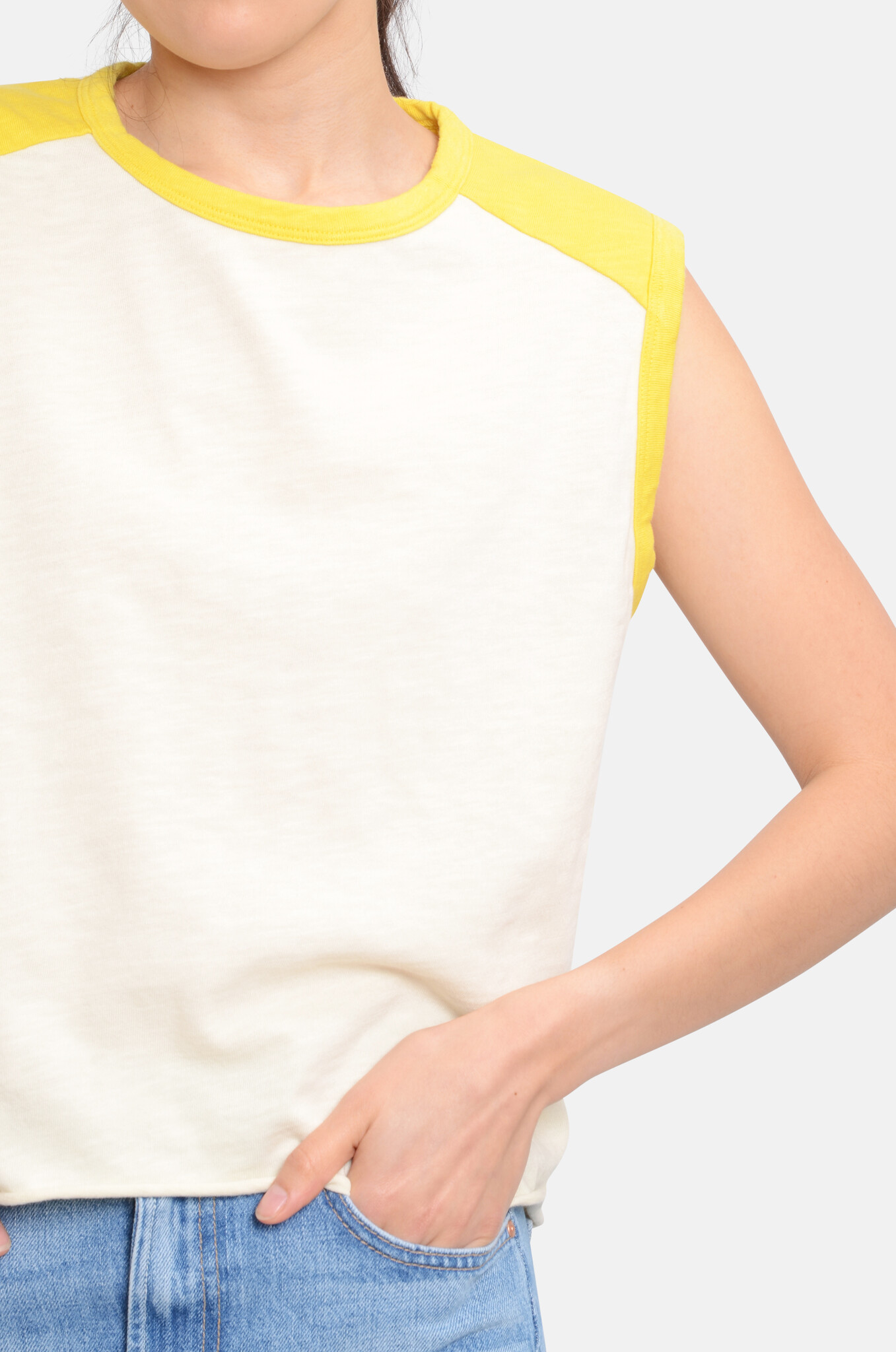 The Sleeveless Concert Tee in Antique White-5