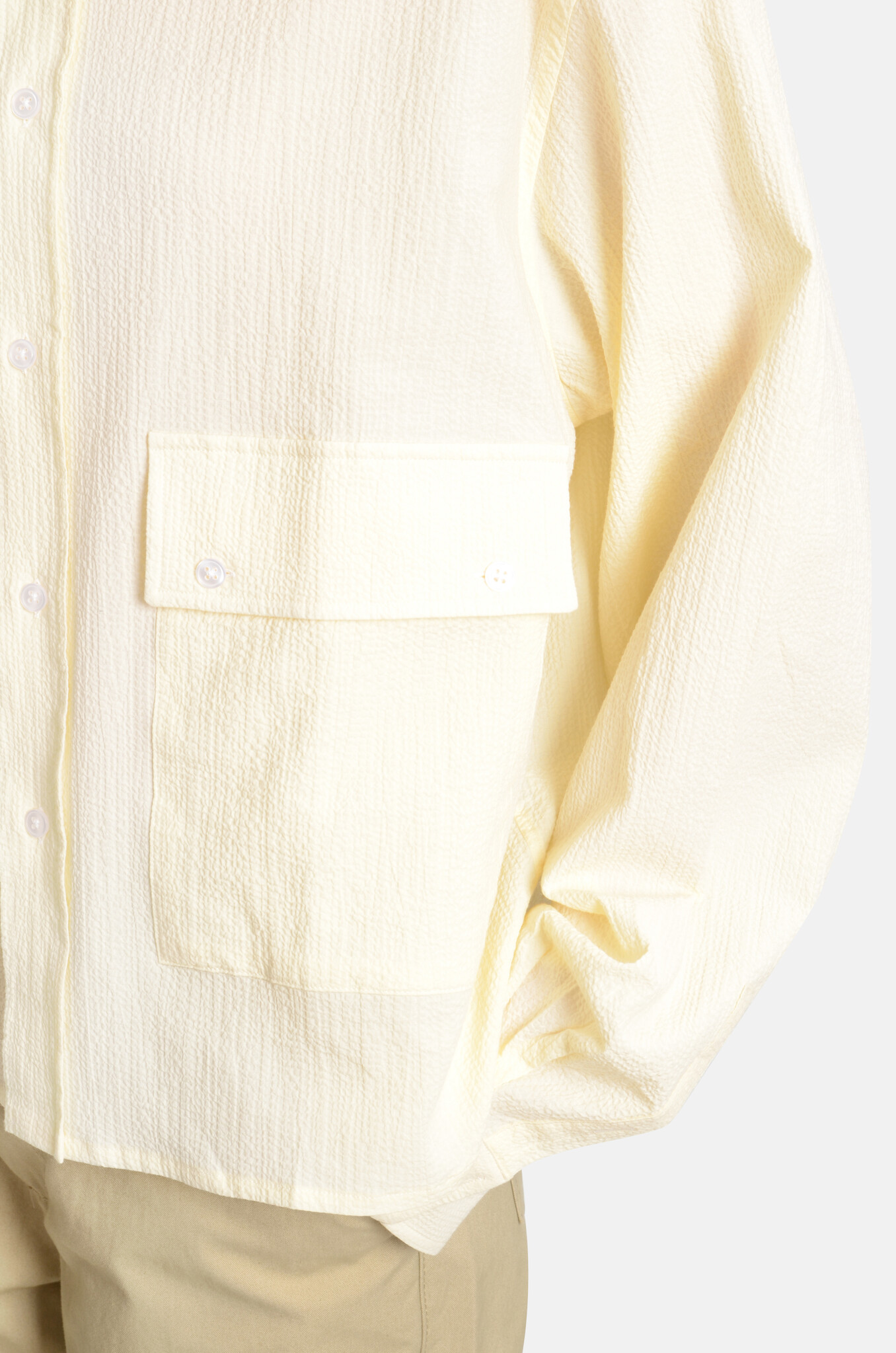 Boxy Seersucker Shirt Pale Yellow-5