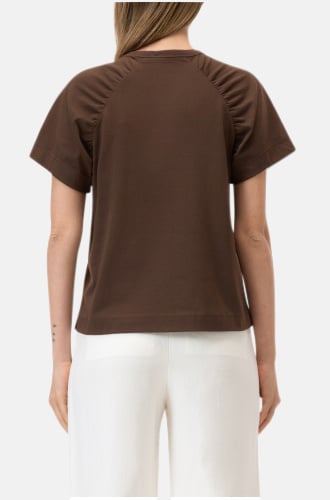 Gathered T-Shirt in Maple Brown-3
