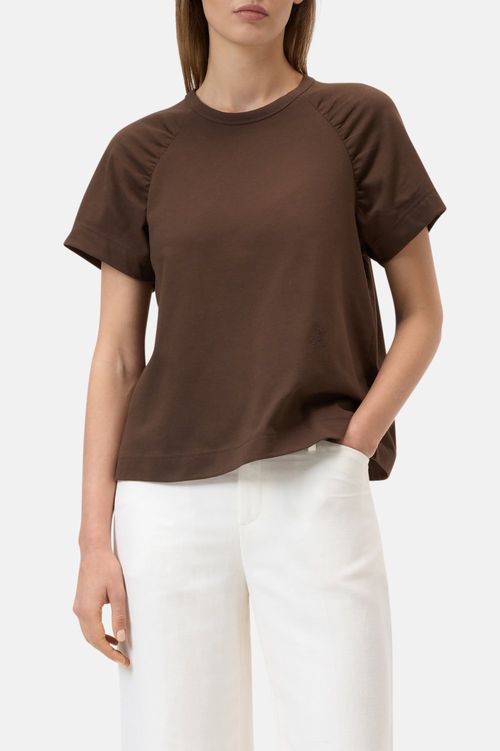 Gathered T-Shirt in Maple Brown-2