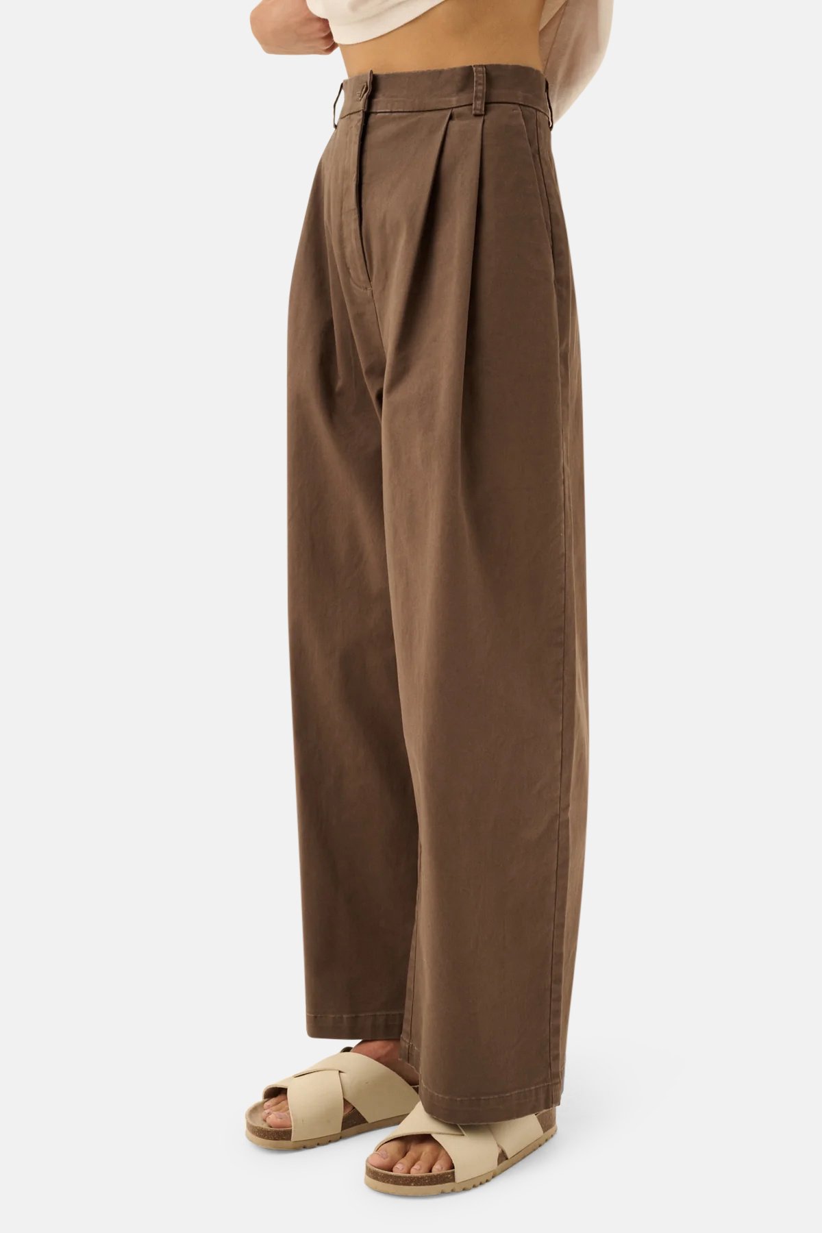 Prudie Twill Pants in Malt Brown-3