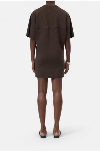 Deep Yoke T-Shirt Dress Maple Brown-3