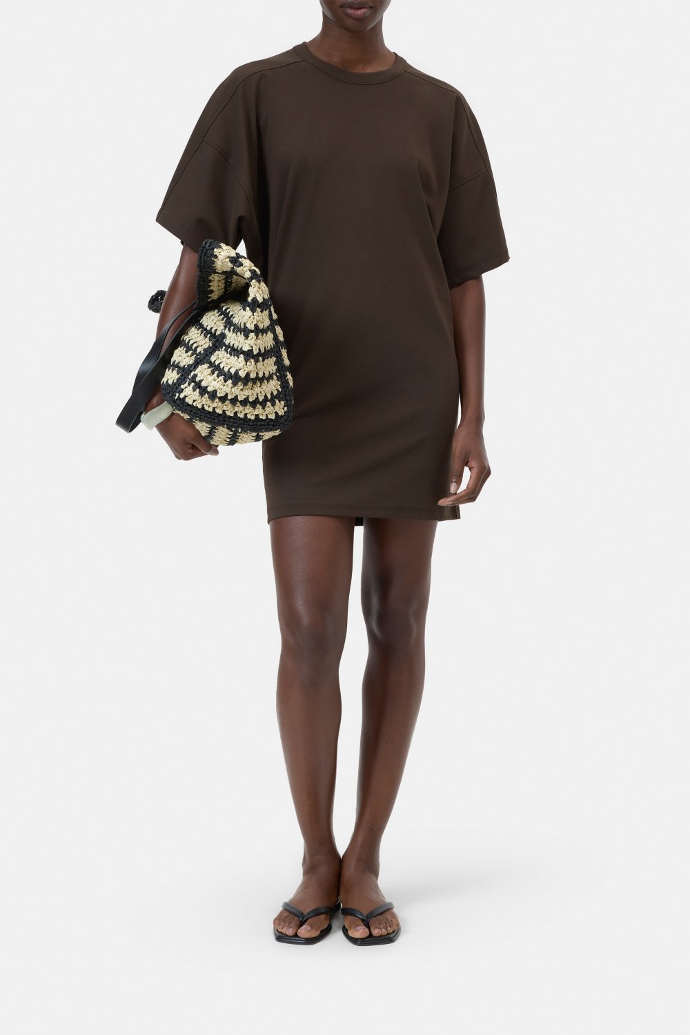 Deep Yoke T-Shirt Dress Maple Brown-1